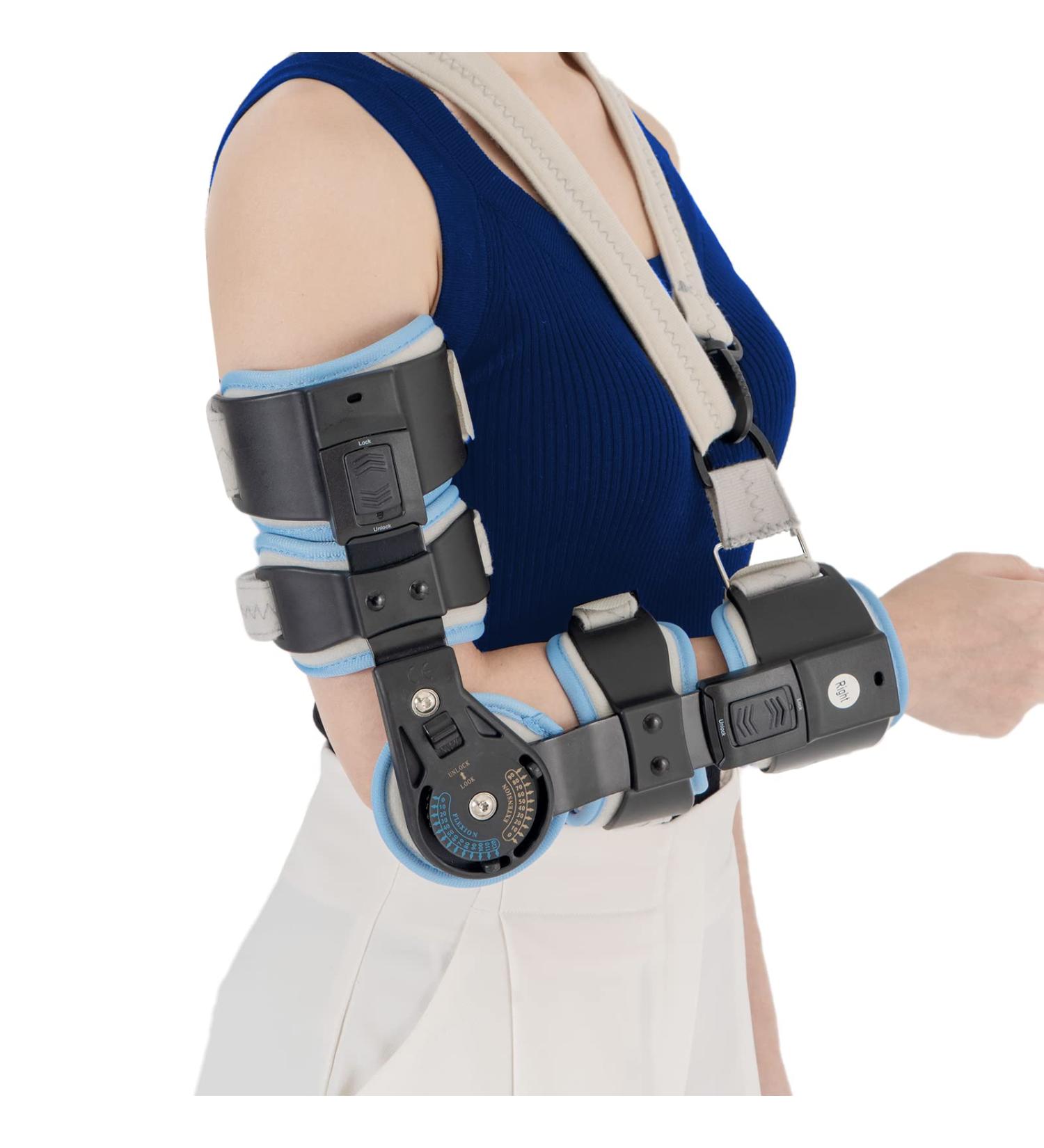 Hinged Elbow Brace ROM Support - Adjustable Post-Op Stabilizer for Arm Injury Recovery Sling Included - Ideal for Dislocated Ligament and Tendon Repairs (Left - Buy Online on GoSupps.com