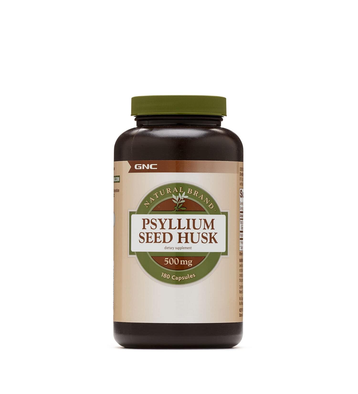 GNC Natural Brand Psyllium Seed Husk 500mg - 180 Capsules for Digestive Health - Buy Online on GoSupps.com
