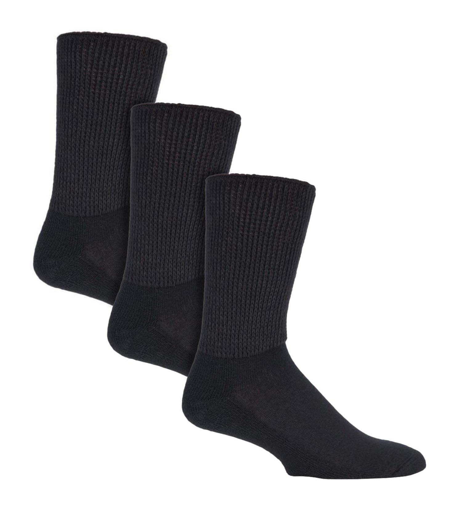 IOMI Extra Wide Diabetic Socks - 3 Pack, 2 Colours, 4 Sizes 10-12 Black - Buy Online on GoSupps.com