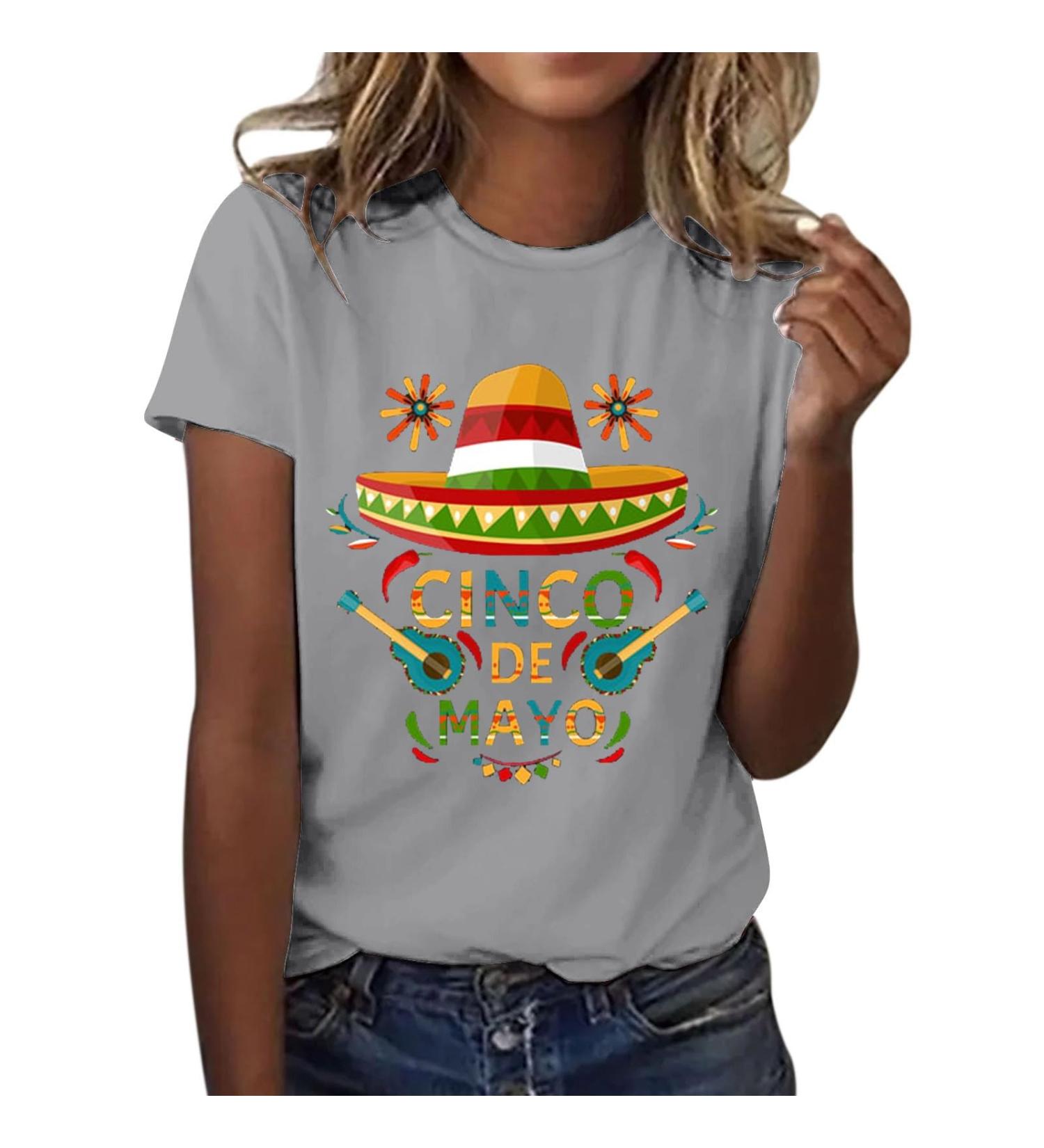 Shop Women's Basic Round Neck Short Sleeve T-Shirts - Cotton Blouses in Green & Gray | Summer Casual Fashion - Buy Online on GoSupps.com