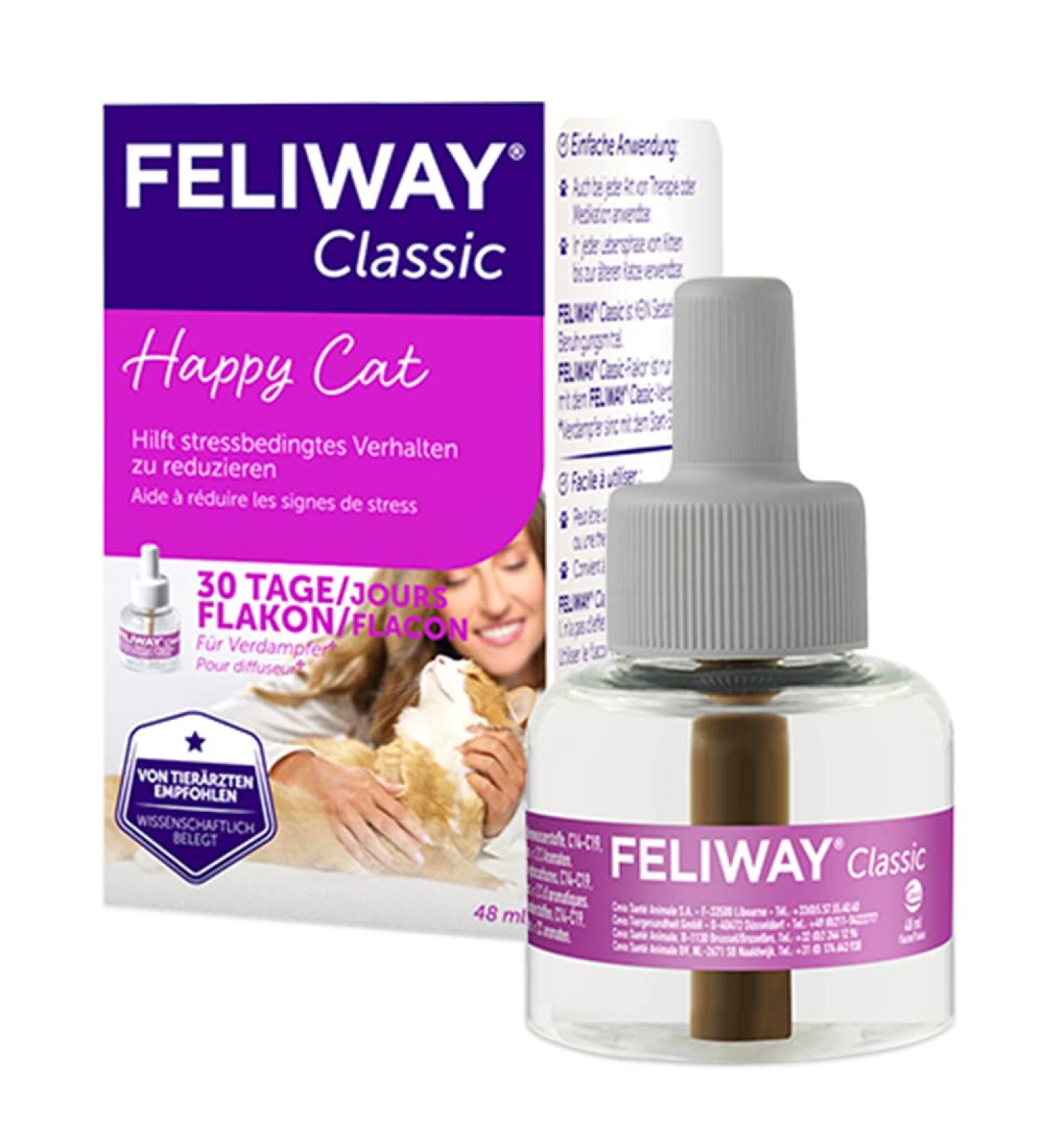 FELIWAY Classic 30 day Refill comforts cats helps solve behavioural issues and stress/anxiety in the home - 48ml Single 30 day refill pack - Buy Online on GoSupps.com
