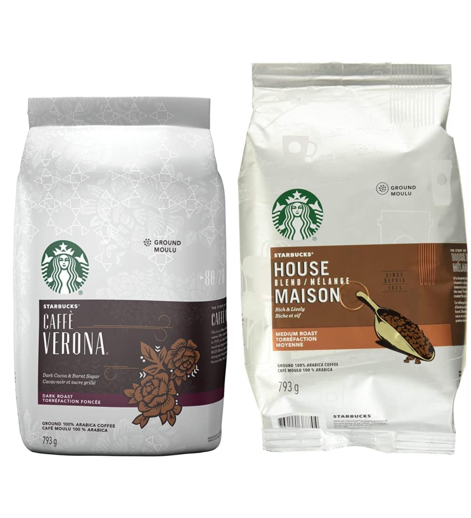 Starbucks Caff Verona Ground Coffee Dark Roast 793 Grams & Ground Coffee House Blend 793 Grams - Buy Online on GoSupps.com
