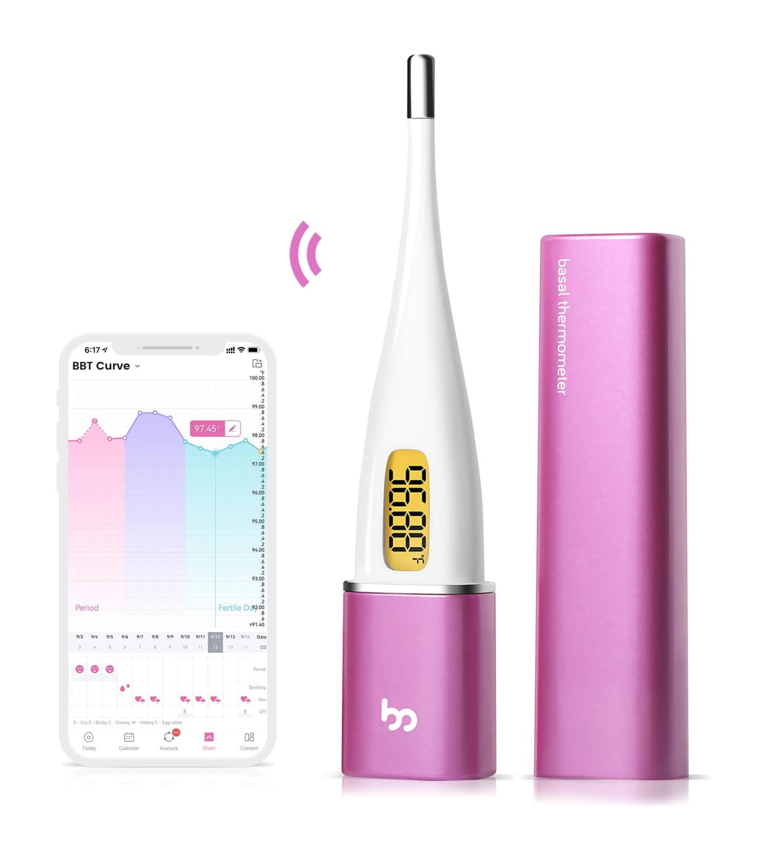 Smart Basal Body Thermometer - LED Fertility Tracker Automatic Data Recording Easy to Use Purple | Femometer App Compatible - Buy Online on GoSupps.com
