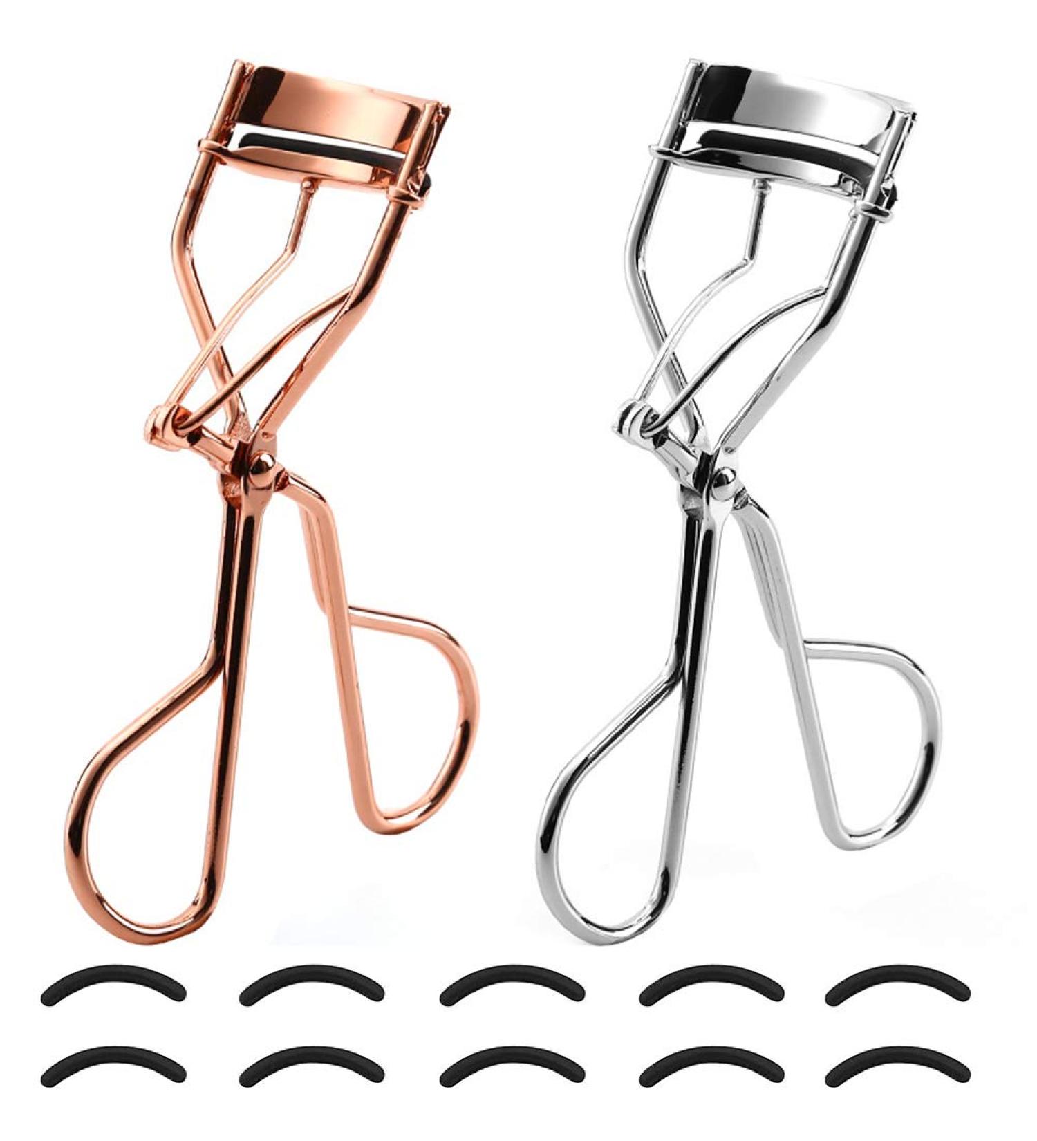 Professional Eyelash Pliers Set - Betoy Carbon Steel with 10 Replacement Rubber Bipads | Eyeline Pliers in Rose Gold & Silver - Buy Online on GoSupps.com