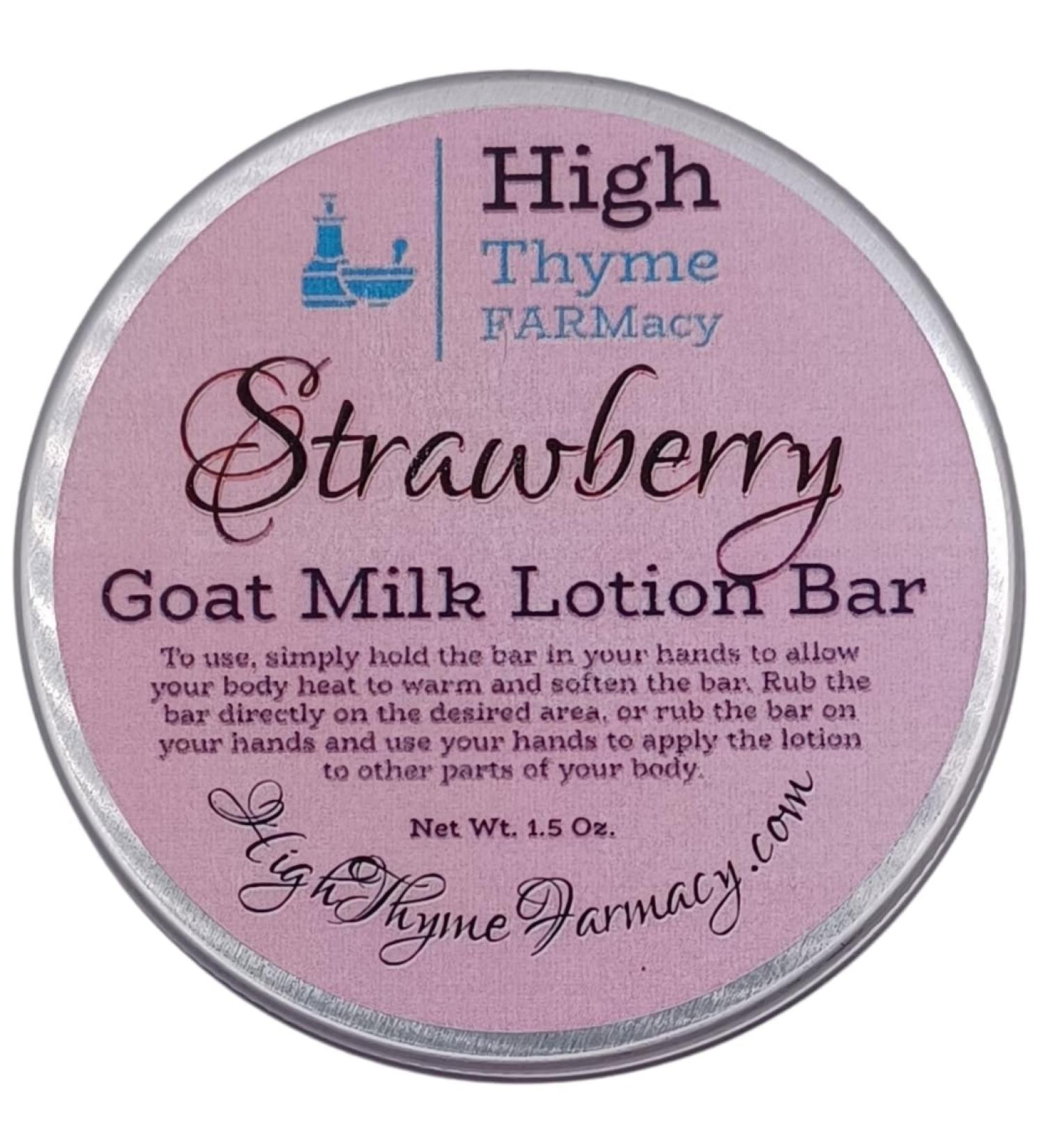 Strawberry Lotion Bar - Hydrating Goat Milk Lotion for Dry Skin | Eco-Friendly Beeswax Solid Lotion | Travel-Friendly Zero Waste Hand Care - Buy Online on GoSupps.com