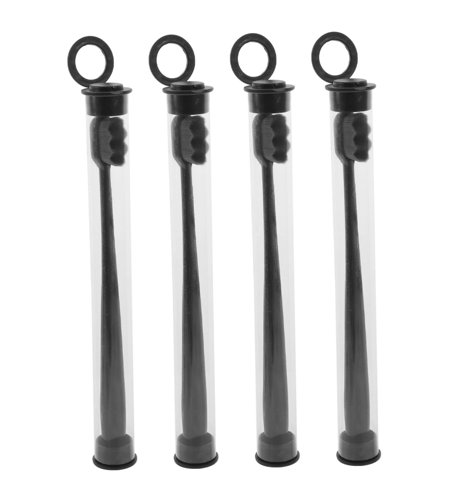 Uthclo Soft Toothbrush Set - 4 Pack Travel Toothbrushes for Adults & Kids | Black Soft Bristles - Buy Online on GoSupps.com