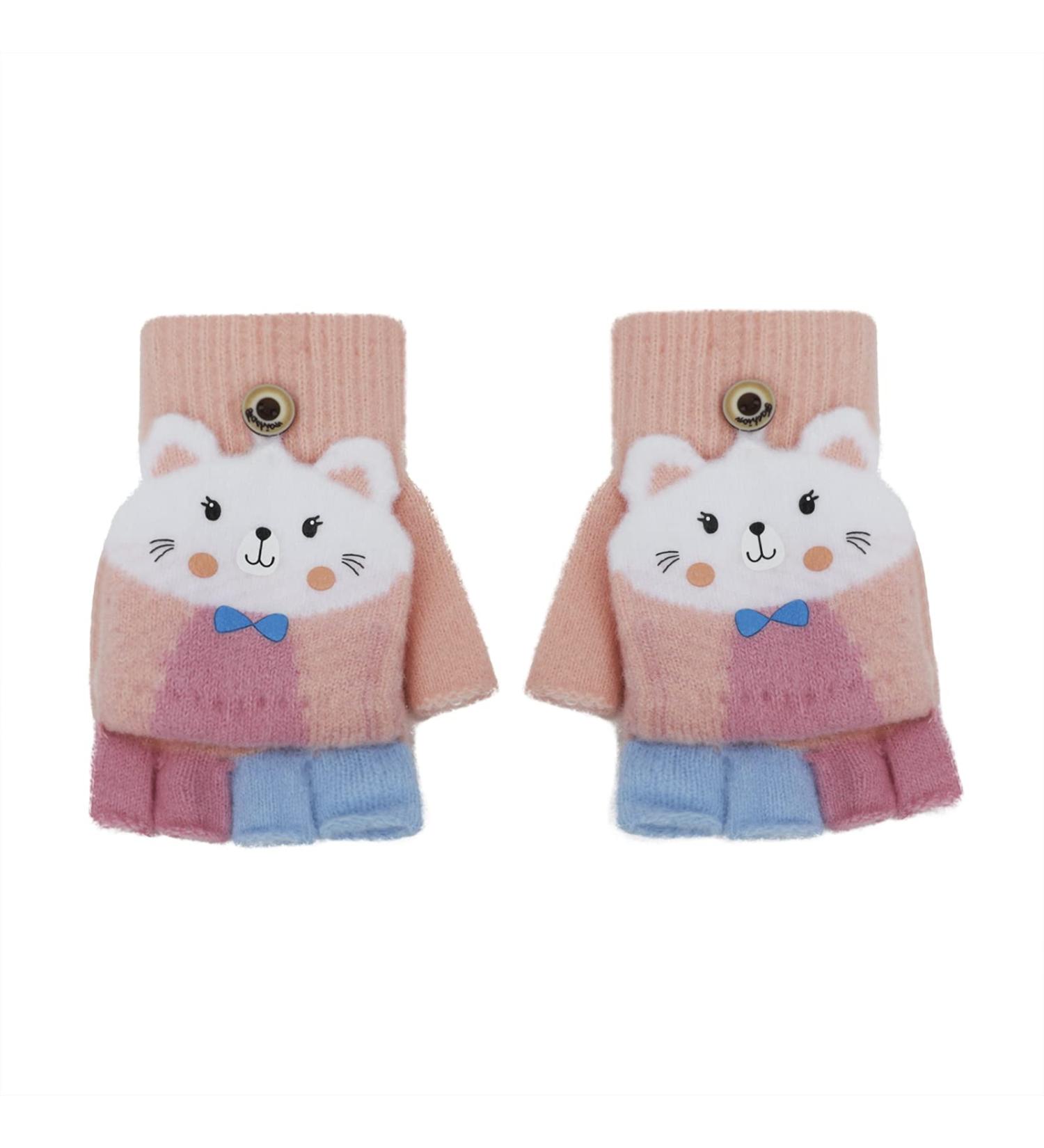 Toddler Kids Puppy Flip Top Gloves - 3-8 Yrs - Cat/Pink - Buy Online on GoSupps.com
