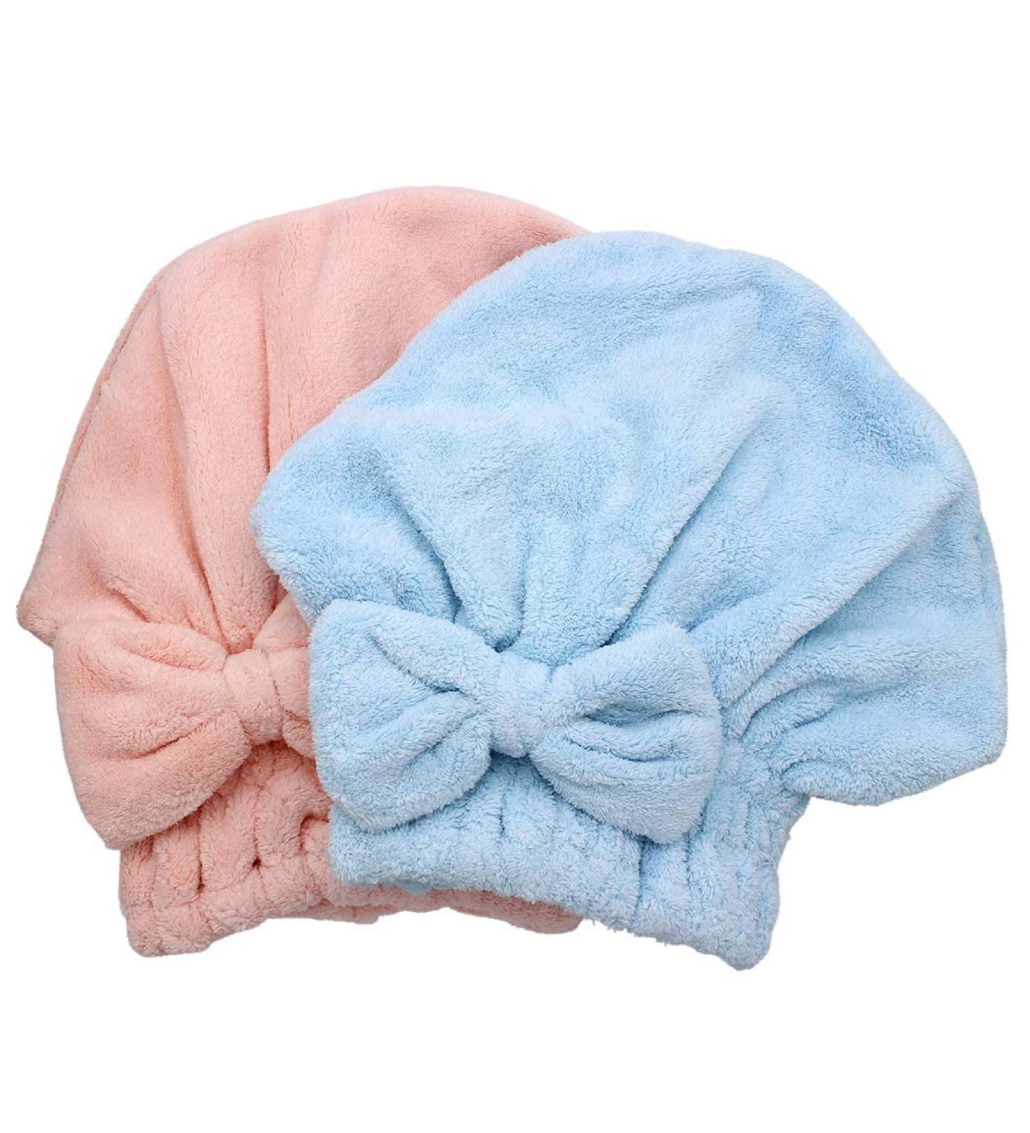 Shop Dianoo 2x Microfiber Hair Drying Cap - Ultra-Absorbent Swimwear Turban for Quick Drying - Soft Shower Hood for Long Hair - Available in Pink & Blue - Buy Online on GoSupps.com