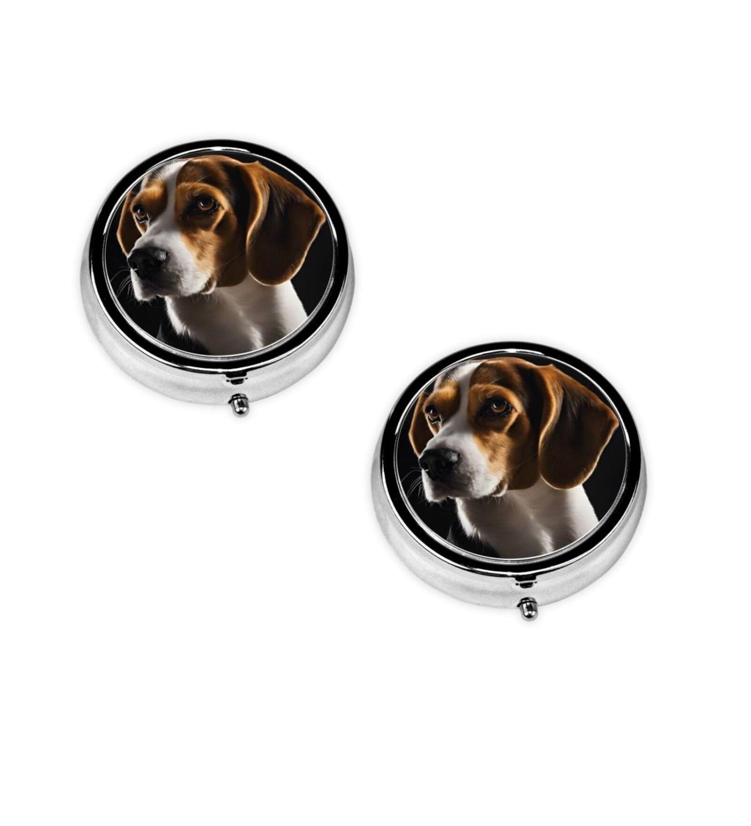 Cute Dog Round Pill Box | 3 Compartment Portable Travel Medicine Organizer - Mini Decorative Pocket Purse for Vitamins & Tablets - Buy Online on GoSupps.com