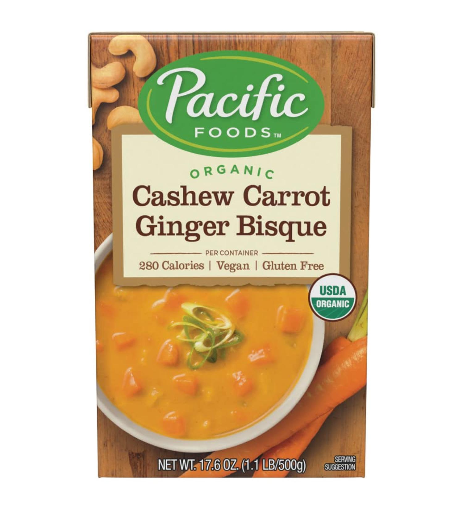 Pacific Foods Organic Cashew Carrot Ginger Bisque 17.6oz â€“ Creamy Soup for Healthy Living - Buy Online on GoSupps.com