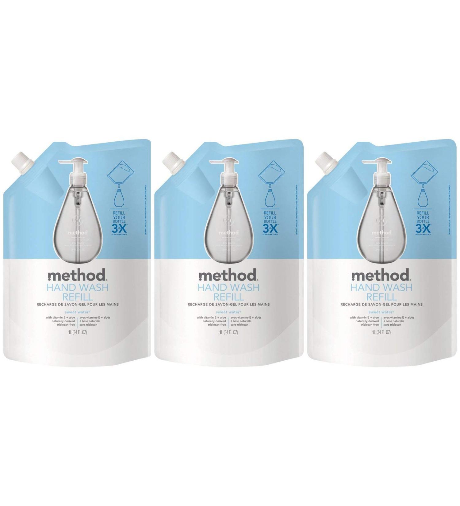 Method Sweet Water Gel Hand Soap Refill 34 Fl Oz (Pack of 3) - Eco-Friendly, Gentle on Skin - Buy Online on GoSupps.com