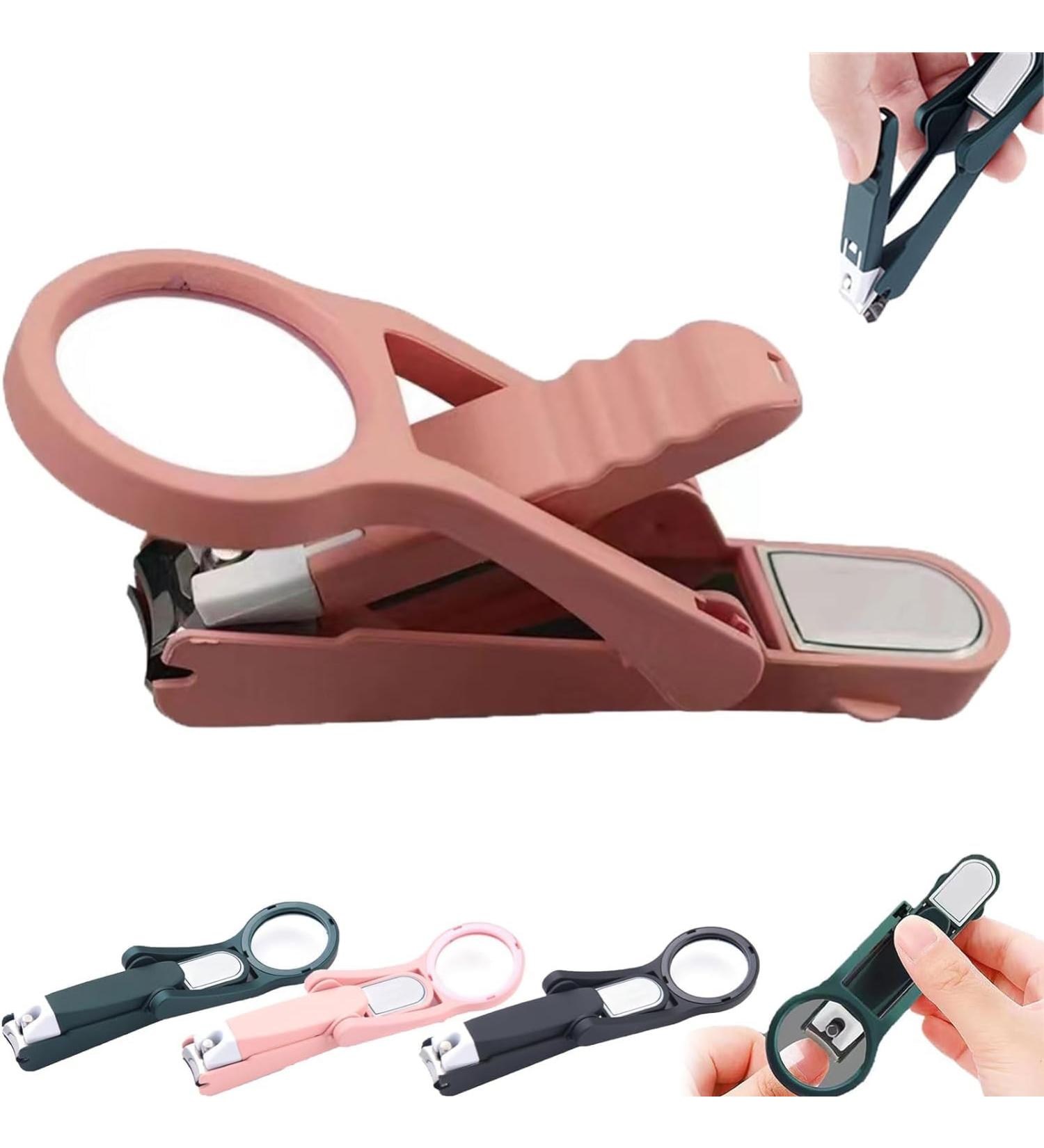 Nail Clippers with Magnifying Glass Stainless Steel Fingernails & Toenails Clippers for Elderly Professional Nail Trimmer Reduce Eye Strain & Easy Grip (Brown) - Buy Online on GoSupps.com