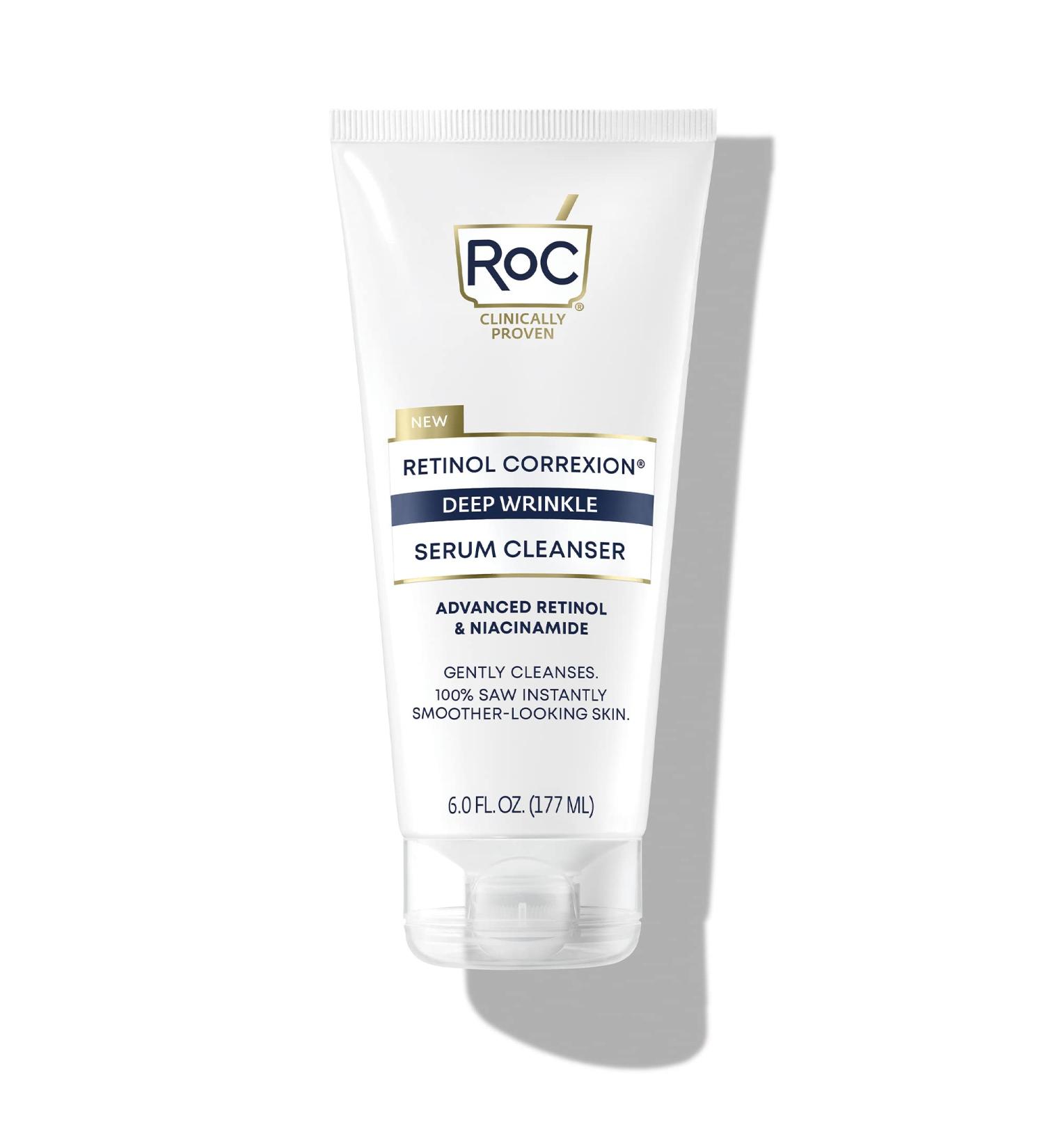 RoC Retinol Correxion Deep Wrinkle Serum with Niacinamide - Anti-Aging Facial Cleanser & Makeup Remover - 6.0 fl oz - Buy Online on GoSupps.com