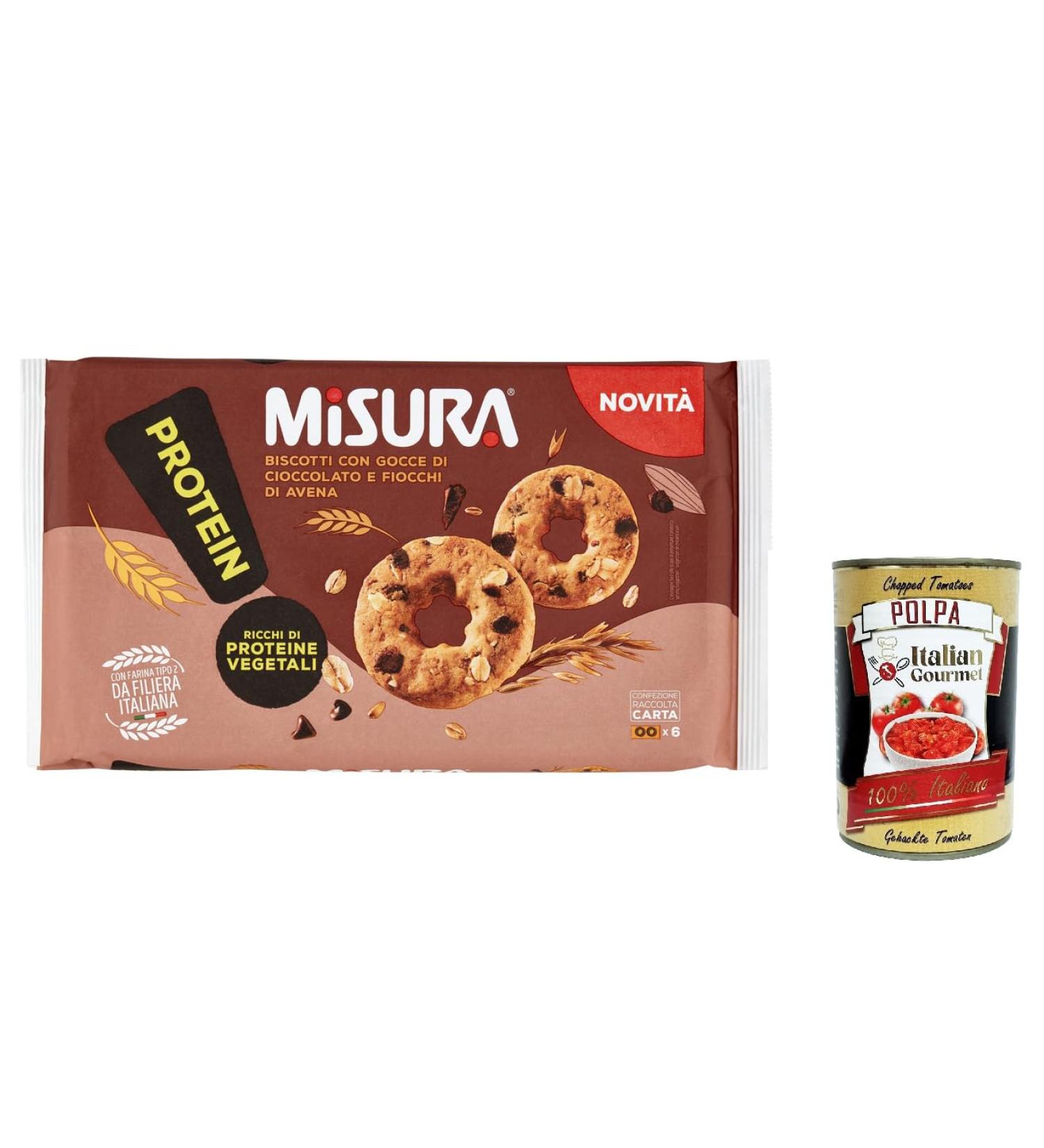  Italian Gourmet E.R. Misura Protein Cookies with Chocolate Chips and Oatmeal | Rich in Vegetable Protein | Italian Flour Cookies Cookies 260g + Polpa Italian Gourmet Polpa 400g - Buy Online on GoSupps.com