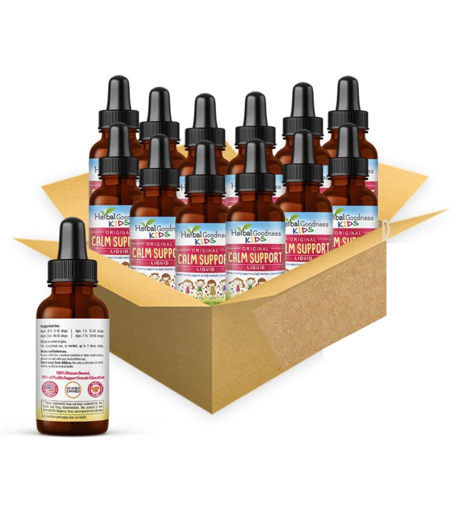 Herbal Papaya Kids Calm Support Liquid Extract 1oz with Magnesium Glycinate Magnesium Citrate Kids Multivitamin - Magnesium for Kids - 1oz Bottle 12 Units - Buy Online on GoSupps.com