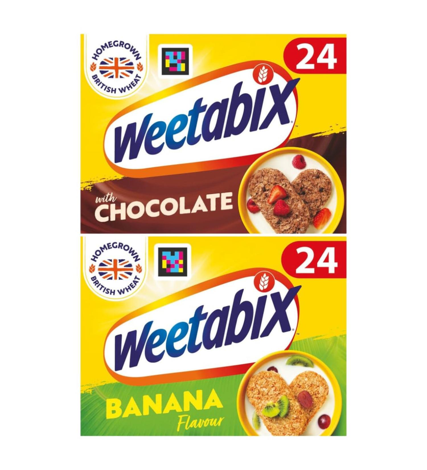 Cereal Wheat Bundle Containing Weetabix Chocolate 24pk 520g & Weetabix Banana Cereal 24pk 540g (2 Pack) - Buy Online on GoSupps.com