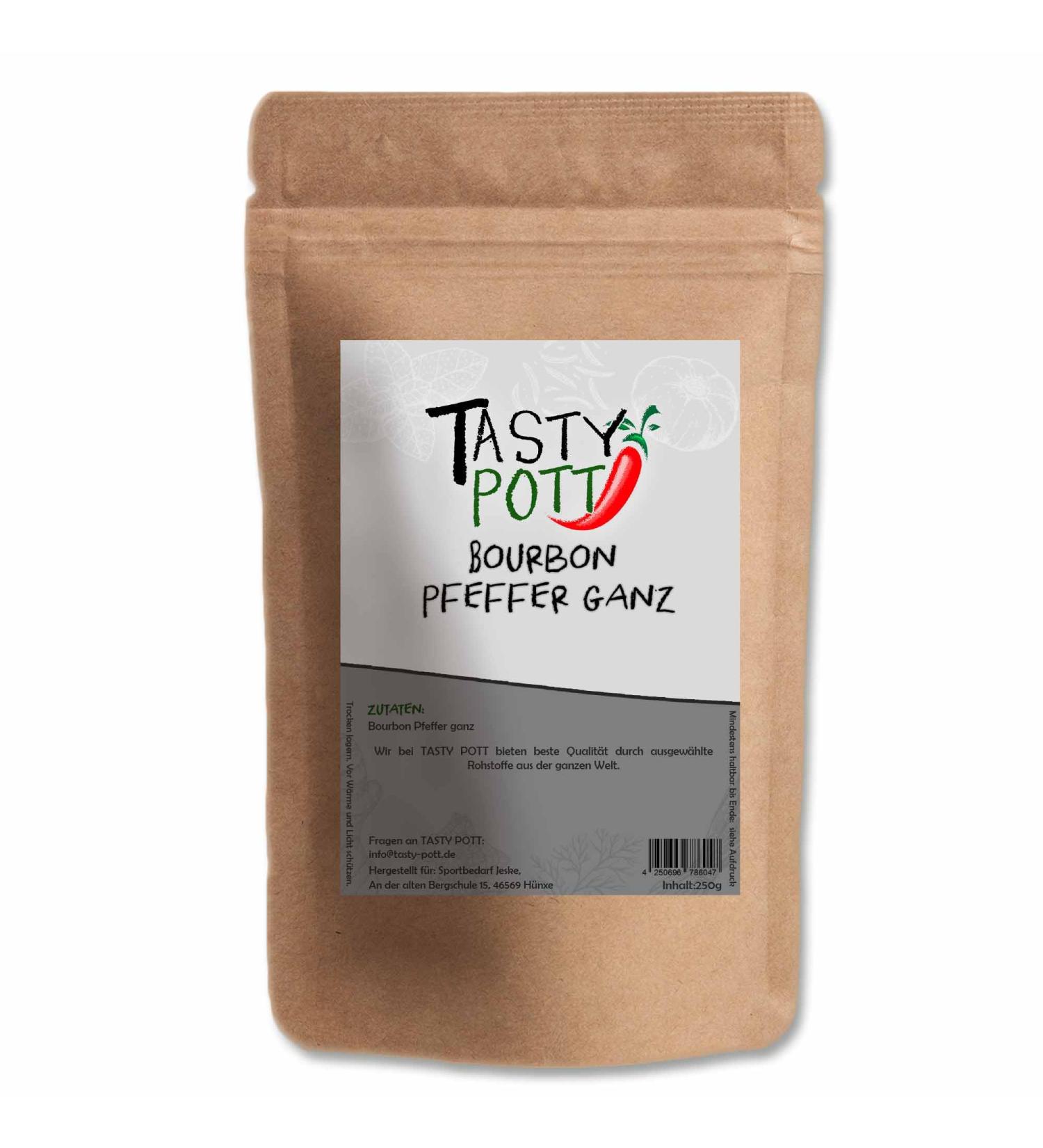  TASTY POTT Tasty Pott Bourbon Pepper 250g | Cooking & Seasoning | Intense Spicy Pepper | Unique Flavour | Premium Quality | Grilled Marinades | Value Bag Refill - Buy Online on GoSupps.com