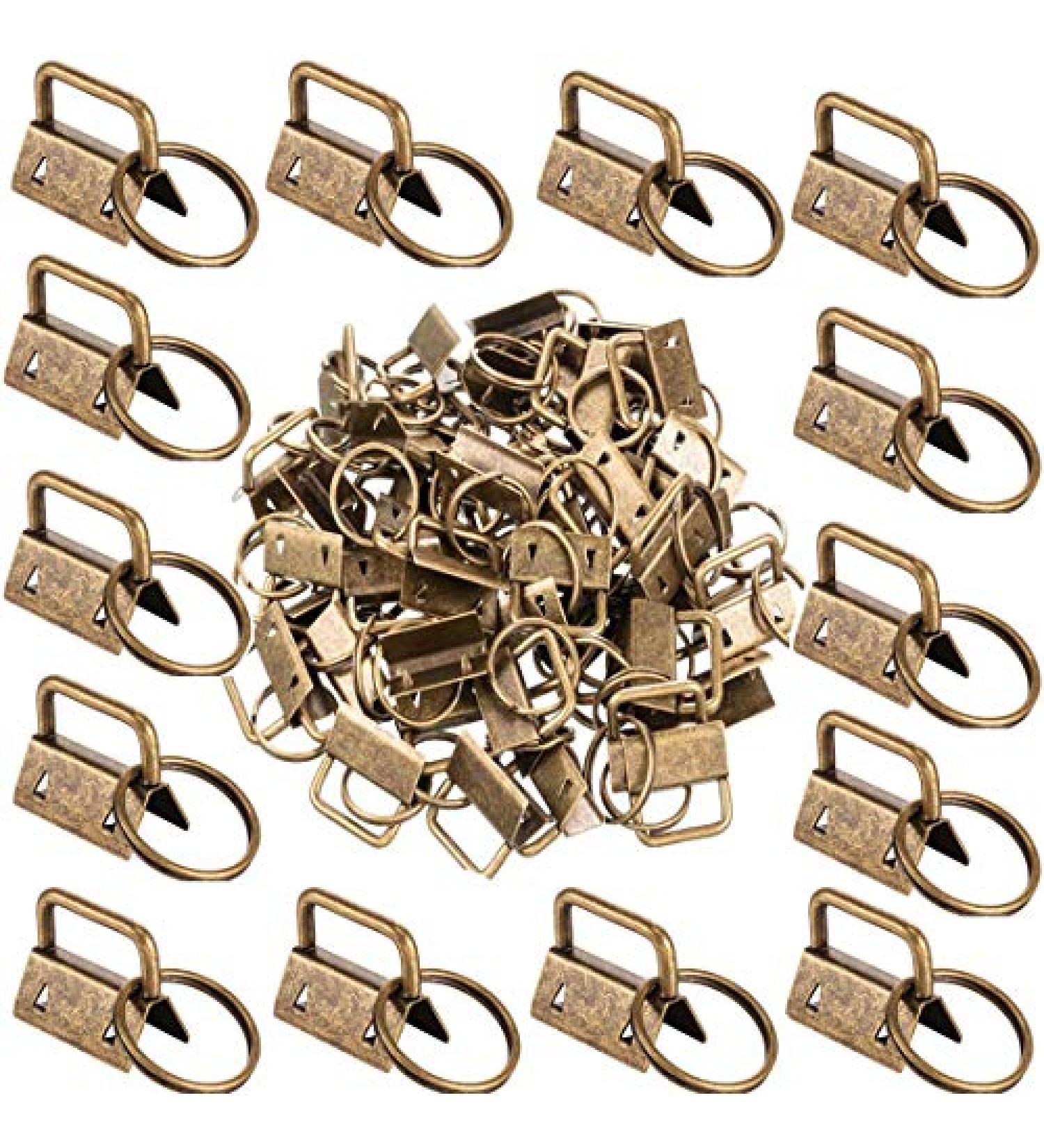Qovydx 1 Inch Key Fob Hardware Kit - Bronze Keychain Fob Wristlet Bulk Set with Key Ring for Lanyard - Buy Online on GoSupps.com