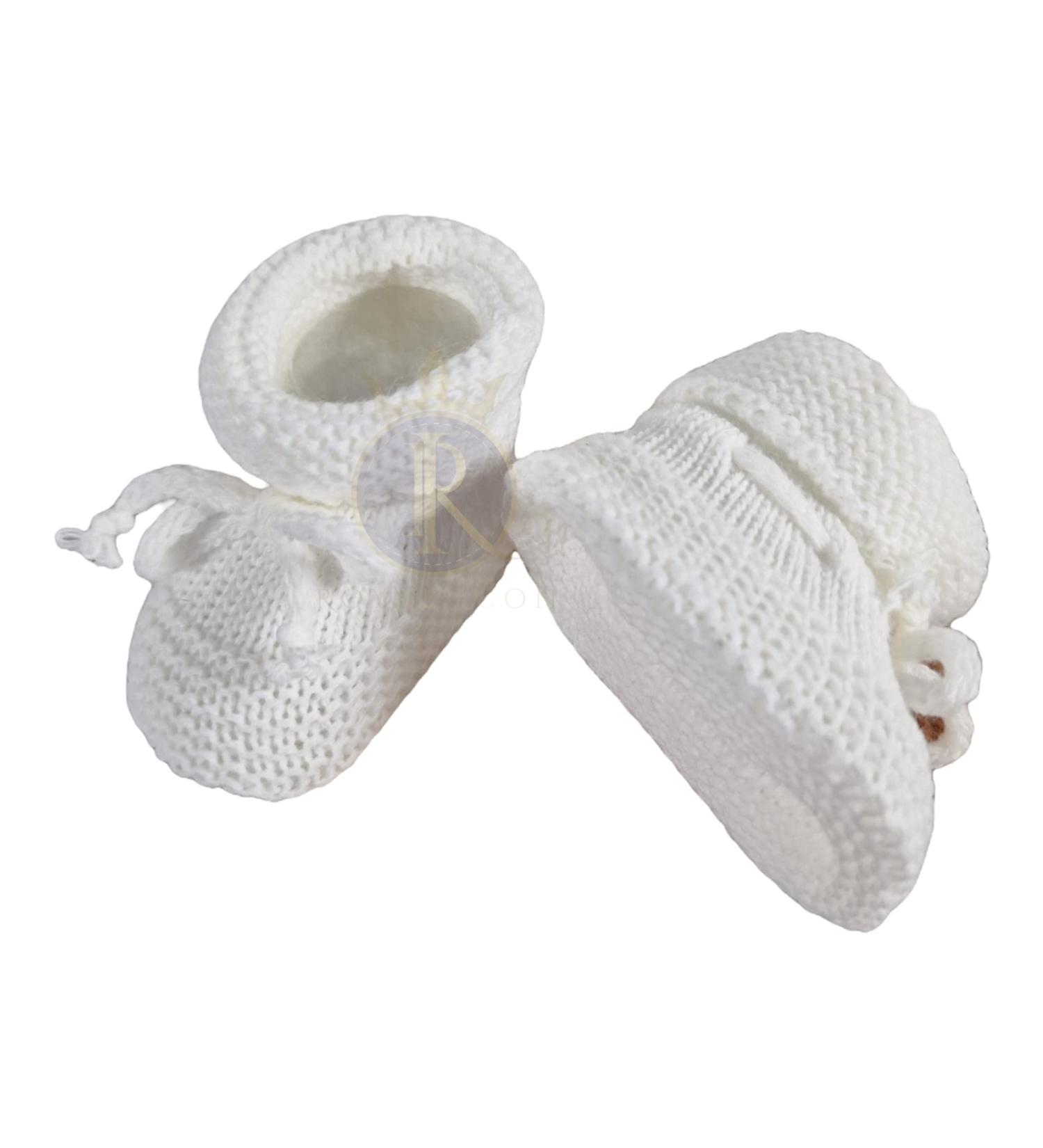 Royal Icon Baby Booties 0-3 Months - Knitted Bow Baby Boots for Boys and Girls - White Newborn Bootees Ri359 - Buy Online on GoSupps.com