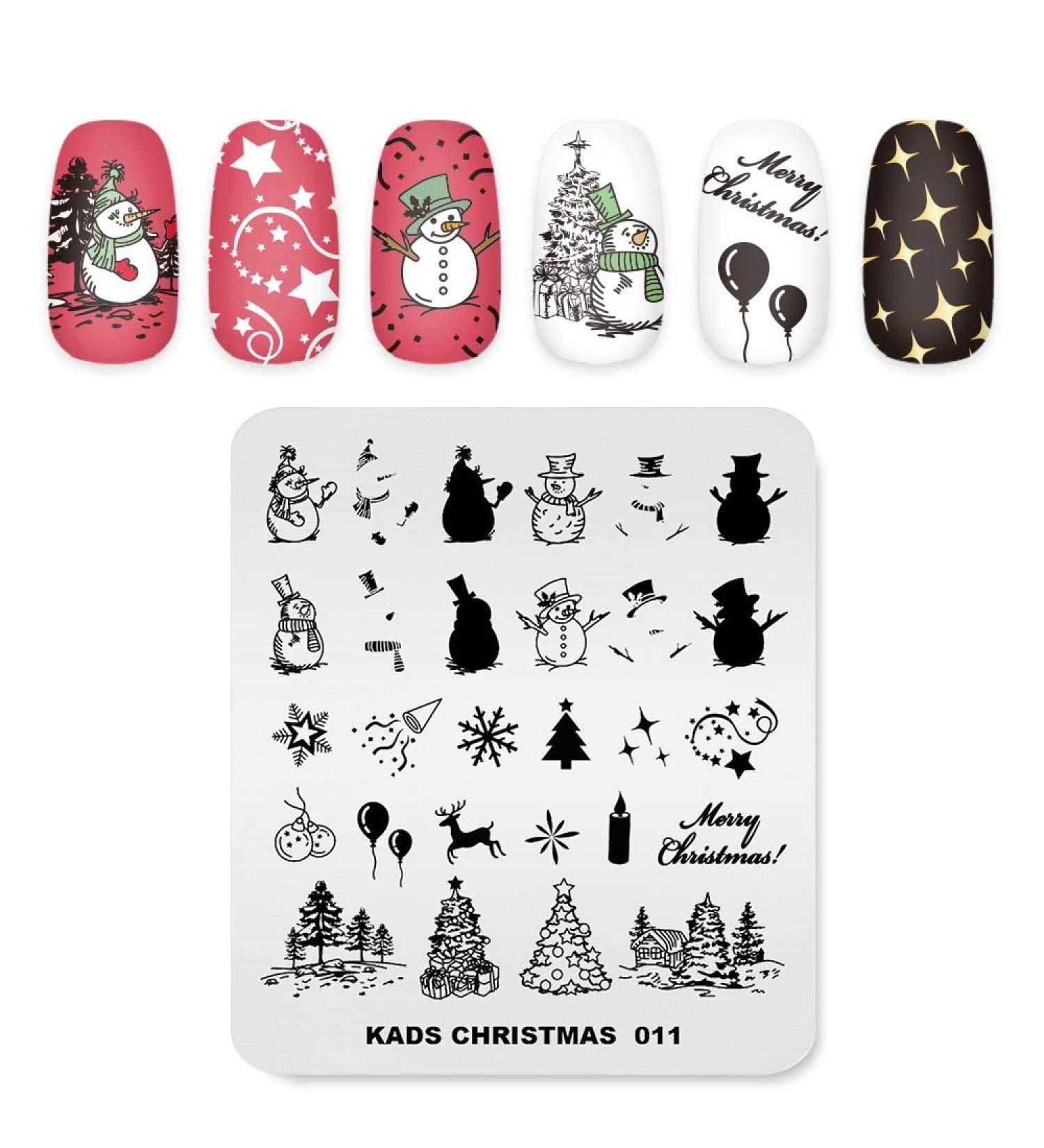Christmas Cartoon Nail Art Stamping Plate | Snowman, Tree, Candle Pattern | DIY Manicure Print Tool - Buy Online on GoSupps.com