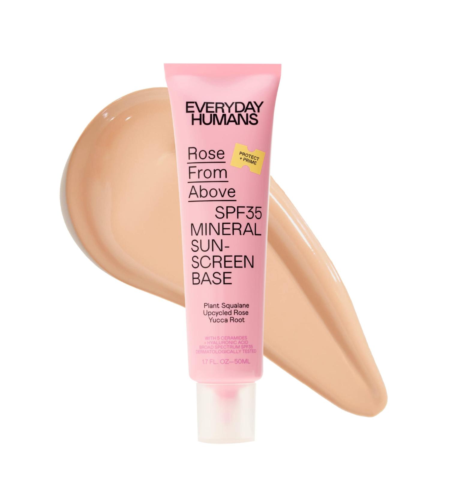 Everyday Humans Rose From Above SPF 35 Tinted Mineral Sunscreen Moisturizer (Medium) - Zinc-Based Primer for Sensitive, Acne-Prone Skin - Dermatologist Tested - Barrier Protection - Buy Online on GoSupps.com