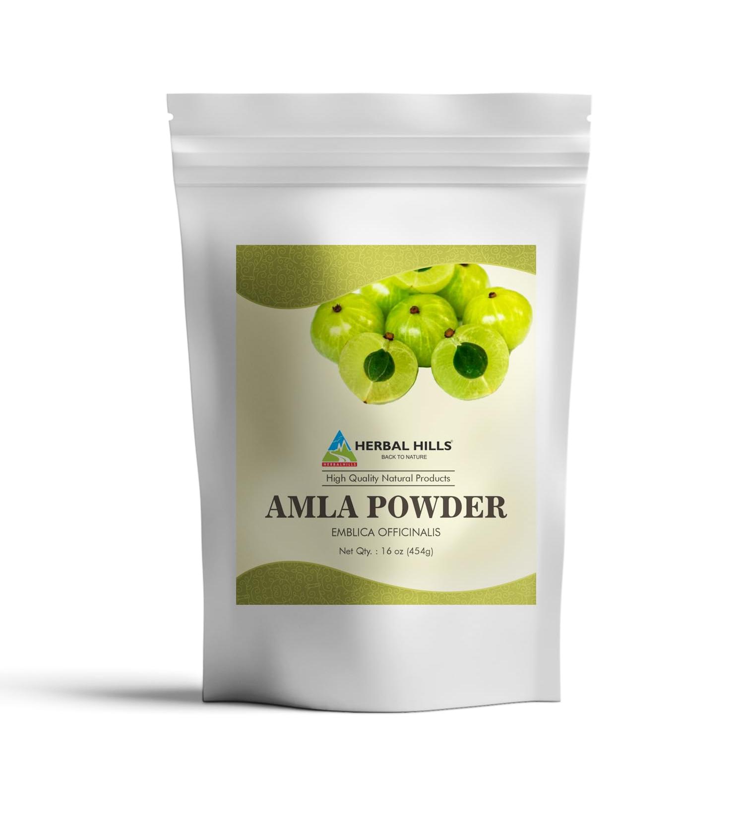 HERBAL HILLS Amla Powder 454 GMS Indian Gooseberry Emblica Officinalis Rich in Antioxidant (16 Ounce Pack of 1)