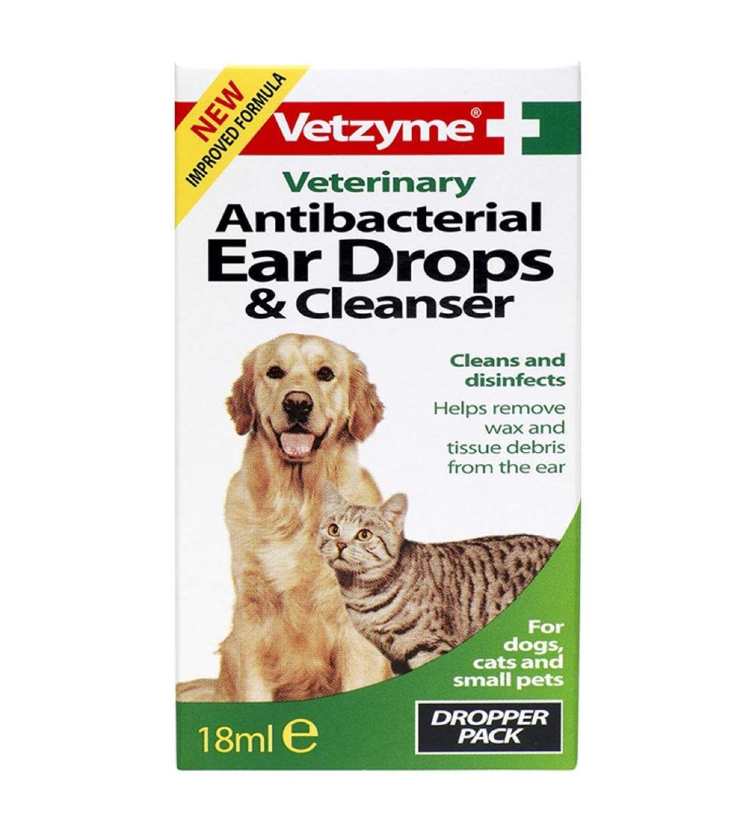 Vetzyme Pet Anti-bacterial Ear Drops & Cleanser 18ml