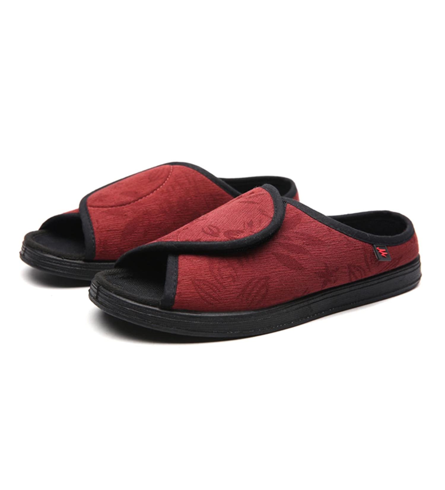 KXSM Women's Diabetic Slippers Red - Adjustable Open Toe with Memory Foam for Arthritis & Edema - Comfortable Rubber Sole House Shoes - Size 41 - Buy Online on GoSupps.com