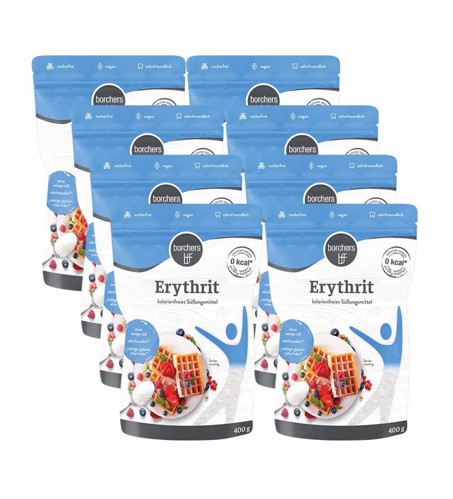 8x Borchers 100% Erythritol - Calorie-Free Sugar Alternative | 400g Packs for Healthy Living - Buy Online on GoSupps.com