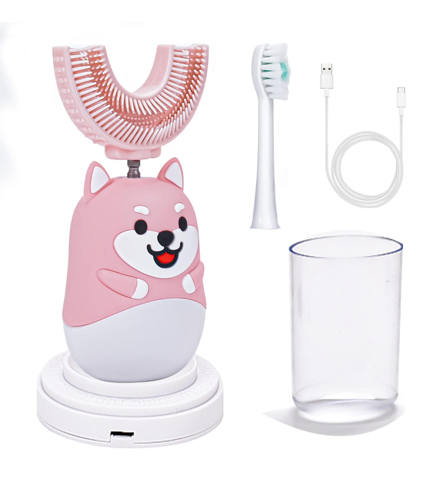 Tyiagle U Shaped Kids Toothbrush for Ages 2-12 (Dog Design, Ages 2-6) - Buy Online on GoSupps.com