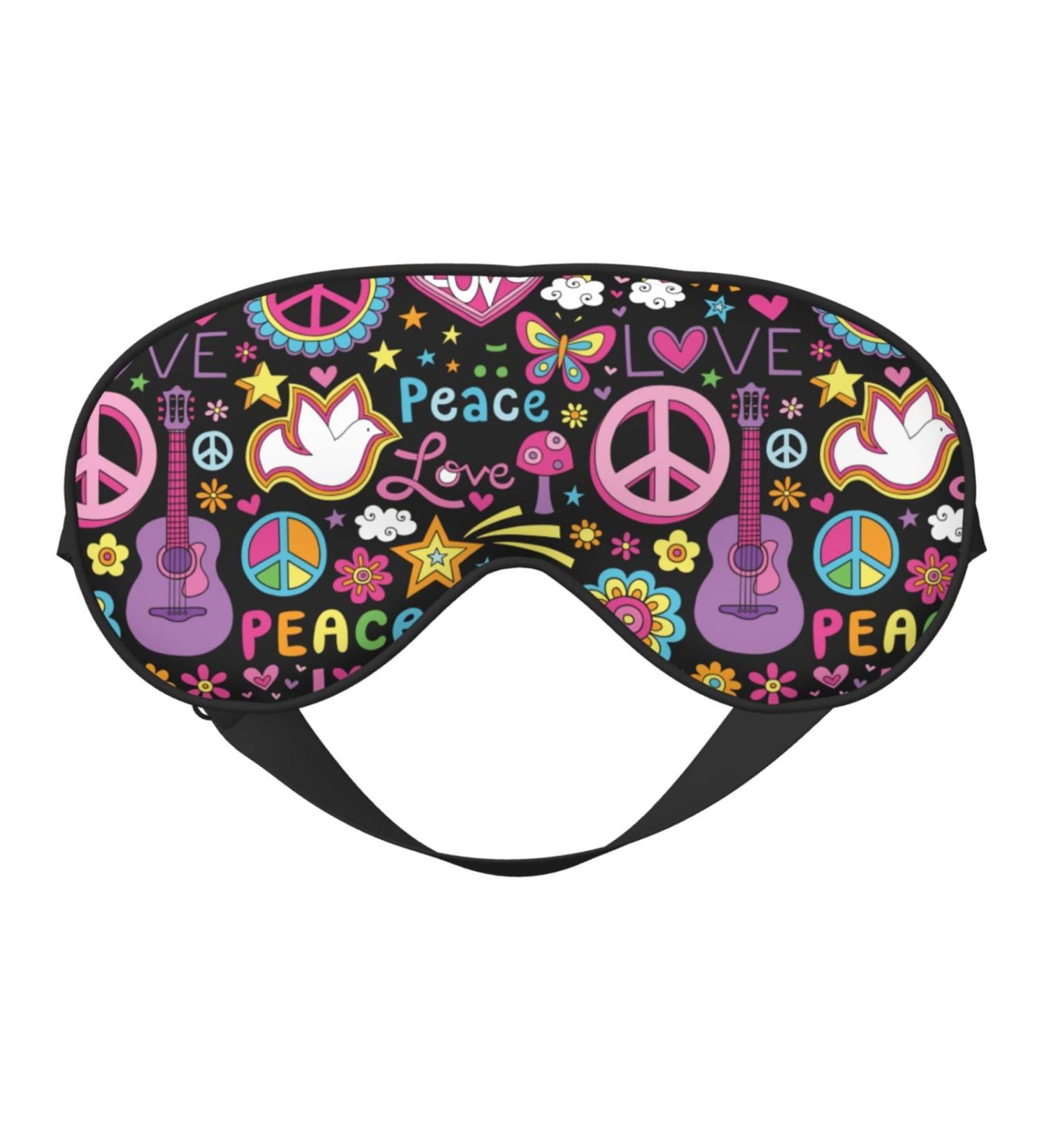 Peace Love and Dove Flower Power Sleep Mask | Adjustable Double-Sided Eye Mask | Soft Eye Covers for Shading & Reducing Eye Edema | International Shipping Available - Buy Online on GoSupps.com