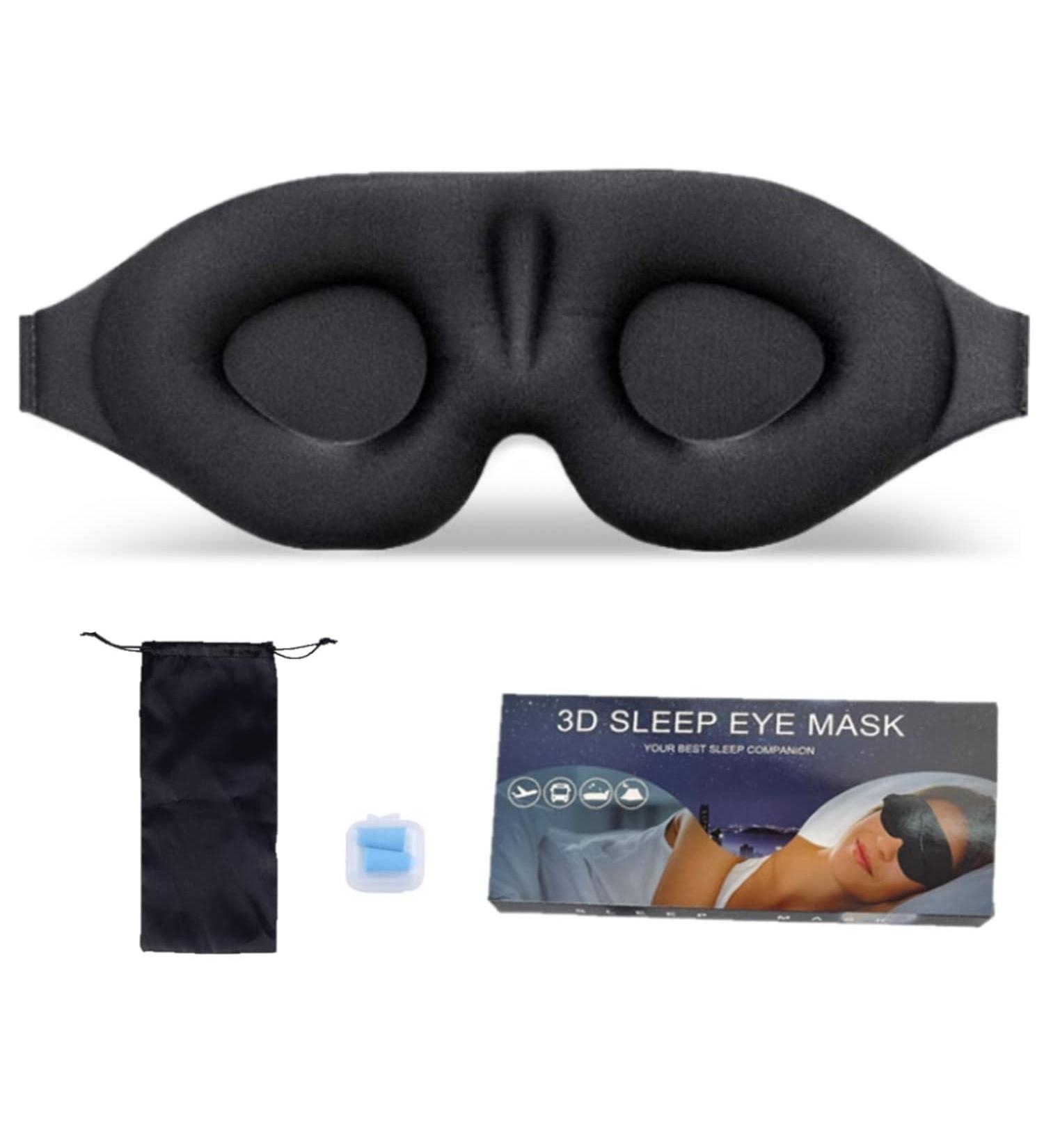 3D Contoured Cup Sleep Mask for Men and Women - Light Blocking Eye Mask for Sleeping - Adjustable Strap and Soft Comfort Cover - Ideal for Travel, Yoga, and Nap - Buy Online on GoSupps.com
