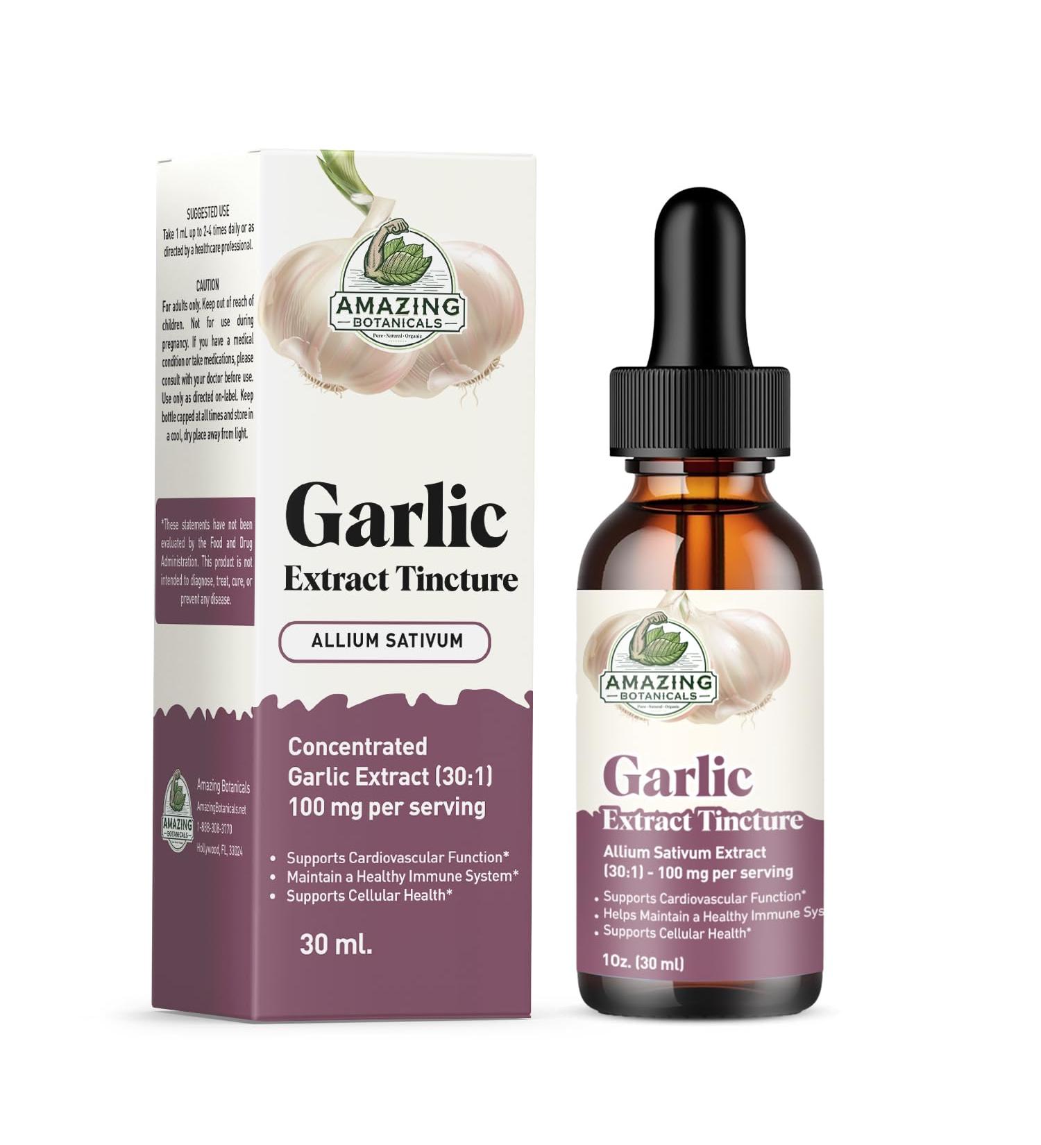 Amazing Botanicals Garlic Tincture Allium Sativum Herbal Extract High Potency Liquid Supplement (1oz) 1 Fl Oz (Pack of 1) - Buy Online on GoSupps.com