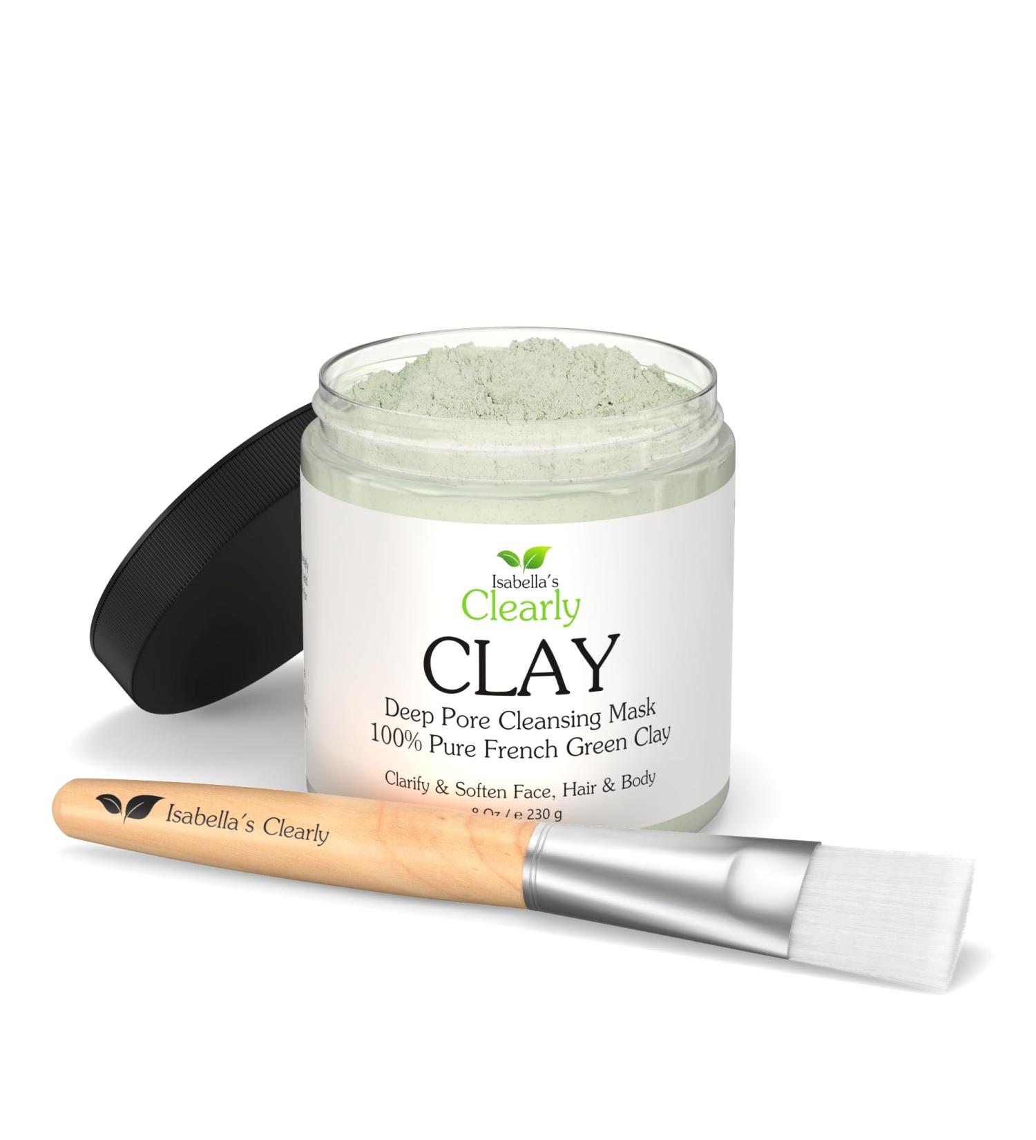 Clearly CLAY Deep Pore Cleansing Facial Mask | 100% Pure French Green Clay for Acne & Blackheads | Anti-Aging Skin Softening | Bulk 8 Oz - Buy Online on GoSupps.com