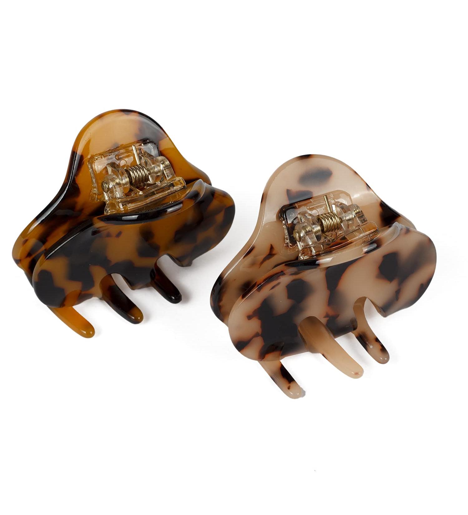 JIRIS 2-Piece Medium Hair Claw Clips Set - Stylish Patterns for Women and Girls | 3.5 Inch Tortoise Barrettes Celluloid French Design Hair Jaw Clips - Buy Online on GoSupps.com