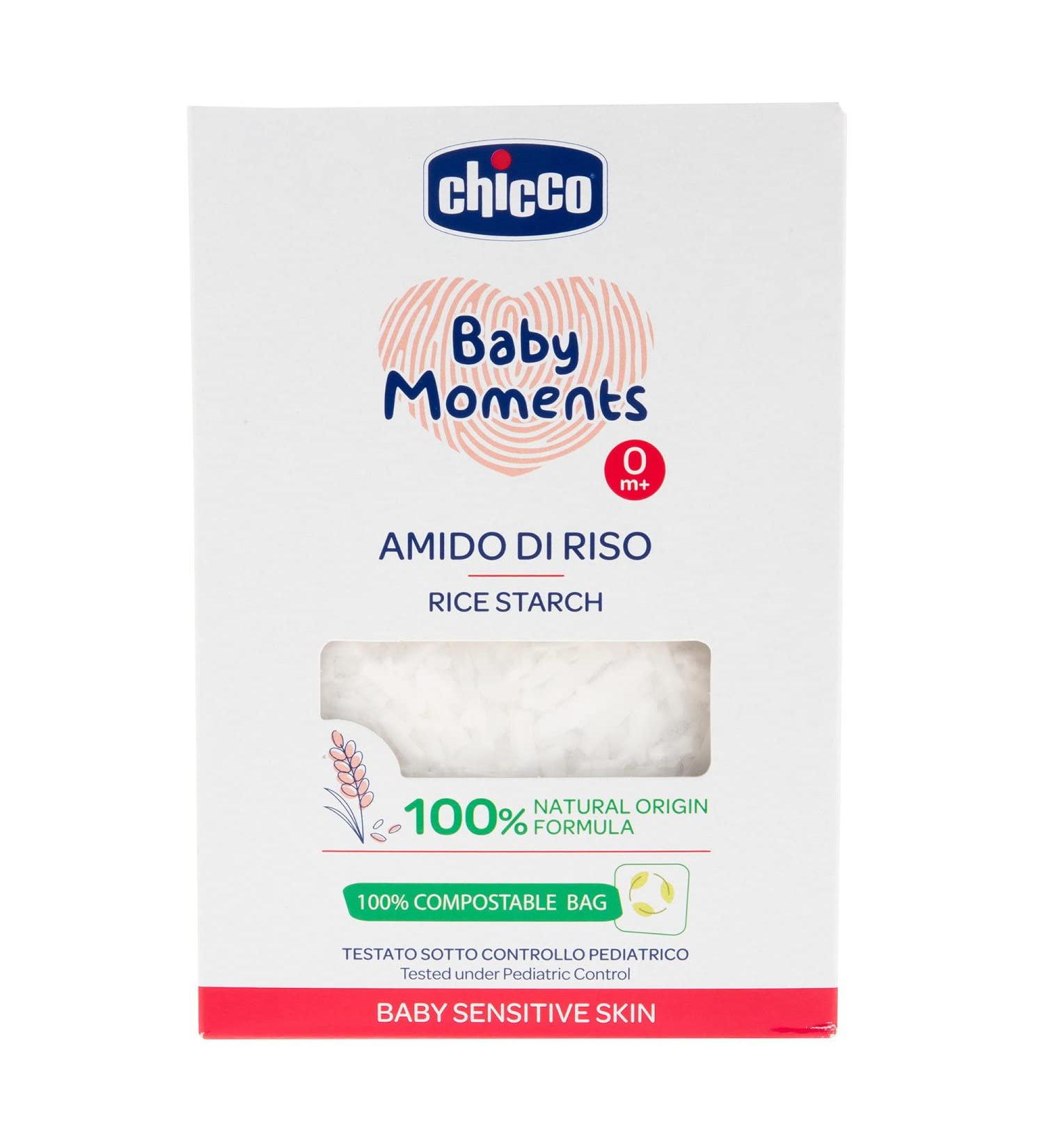 Chicco Baby Moments Amido di Riso Soothing and Refreshing Gentle Cleansing Without Irritating or Drying Skin Emollient Action Baby Bath Talcum Powder 250 g 0 Months+ - Buy Online on GoSupps.com