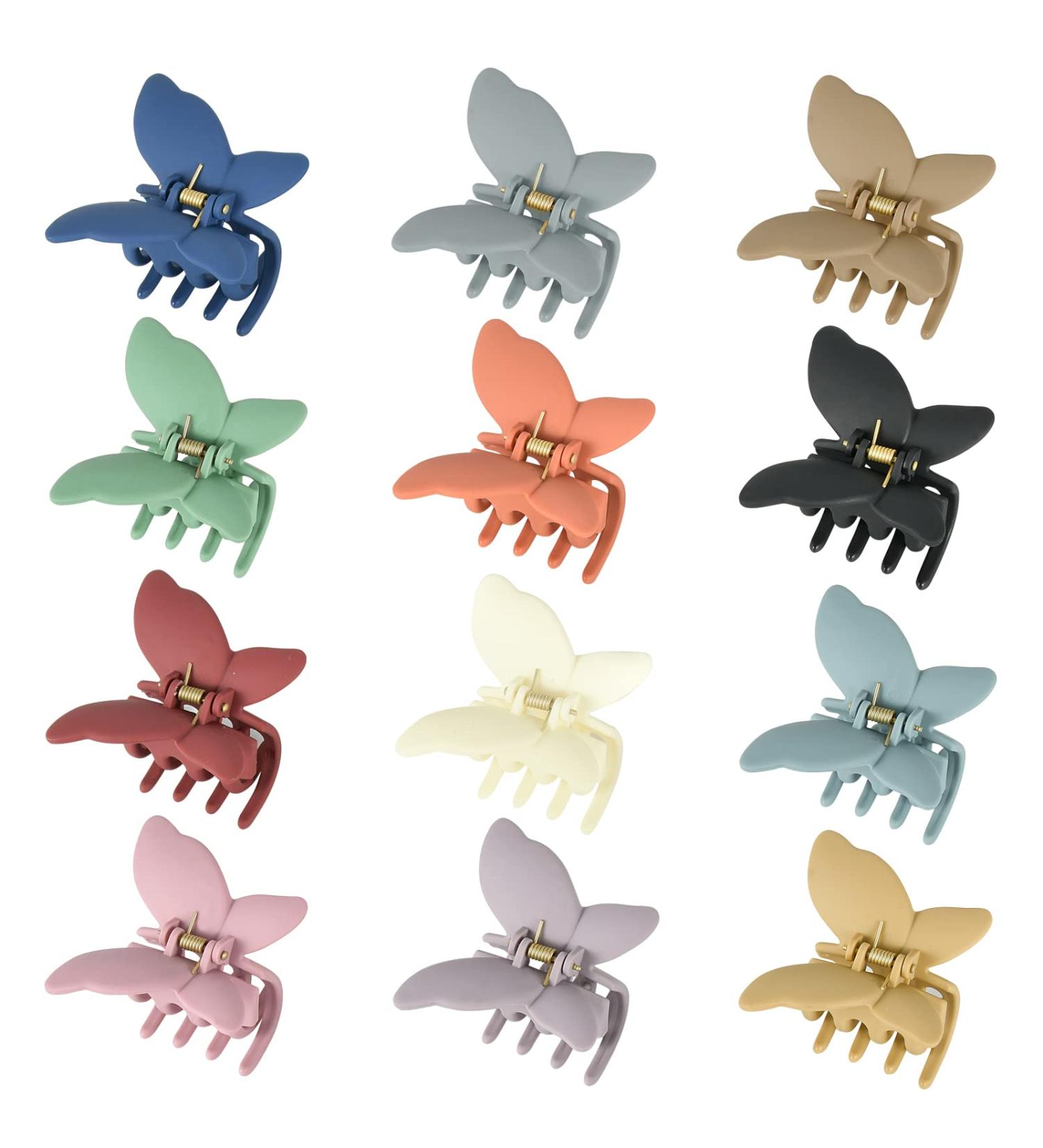 12 PCS Butterfly Claw Clips - Non Slip Matte Hair Clamps for Women & Girls - Strong Hold Hair Jaw Clips - Hair Accessories for Thick & Thin Hair (Mixed Color Pack) - Buy Online on GoSupps.com