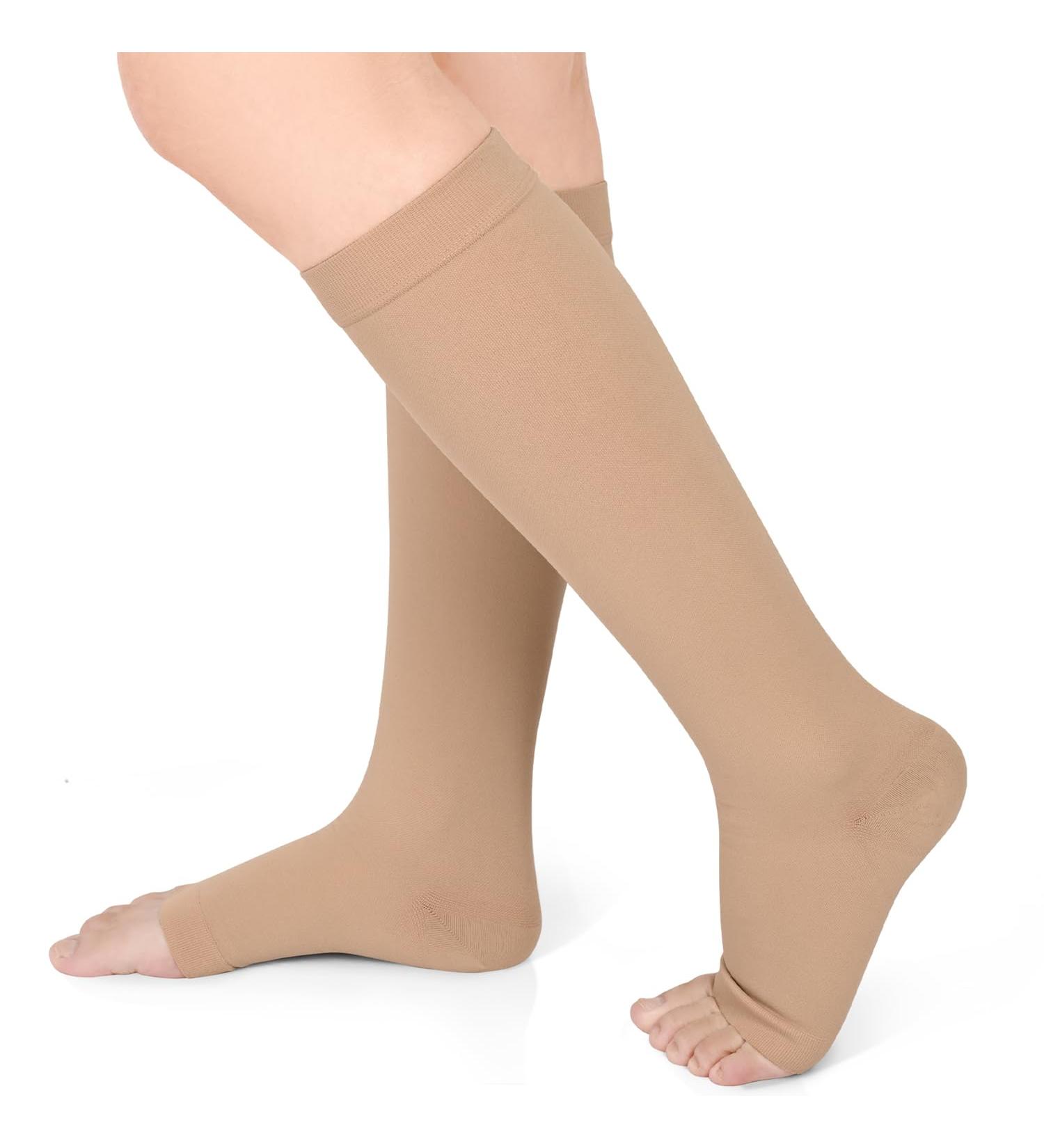 Evolyline Medical Compression Stockings for Men & Women | 20-30 mmHg Class 2 Thrombosis & Flight Socks | Support for Varicose Veins & Ankle | Beige M - Buy Online on GoSupps.com