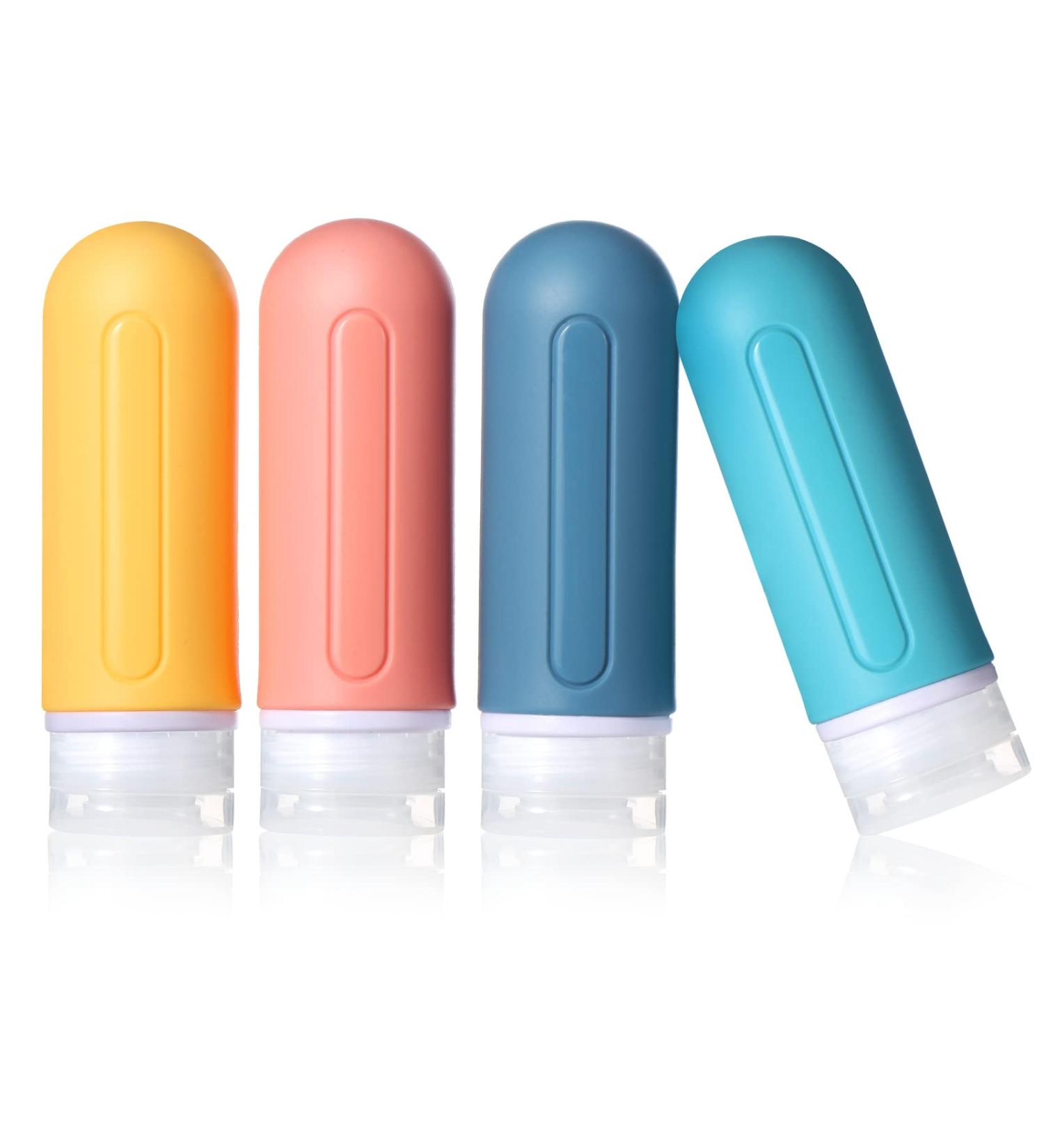 Travel Bottles Set - Diboniur 4-Piece Silicone Travel Containers (89ml) for Shampoo Cream Liquids & Lotion - Perfect for International Travel - Yellow - Buy Online on GoSupps.com