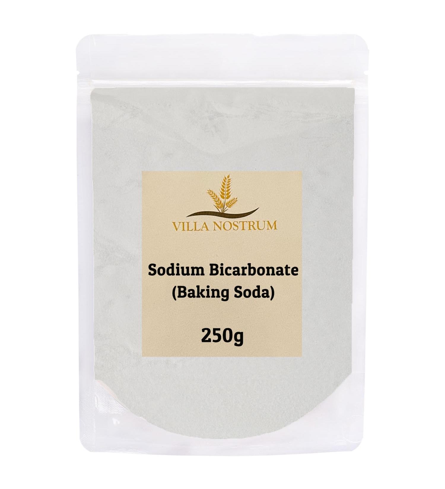 Baking Soda Sodium Bicarbonate 250g by Villa Nostrum Pure Baking Soda for Baking Cleaning Bath Bombs - Buy Online on GoSupps.com