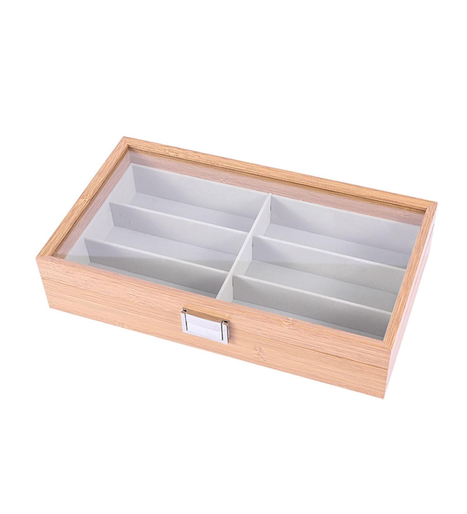 Wooden Glasses Holder Stand 6/8 Grid Velvet Organizer | Sunglasses Display Case with Cover | Decorative Gift for Eyewear - Buy Online on GoSupps.com