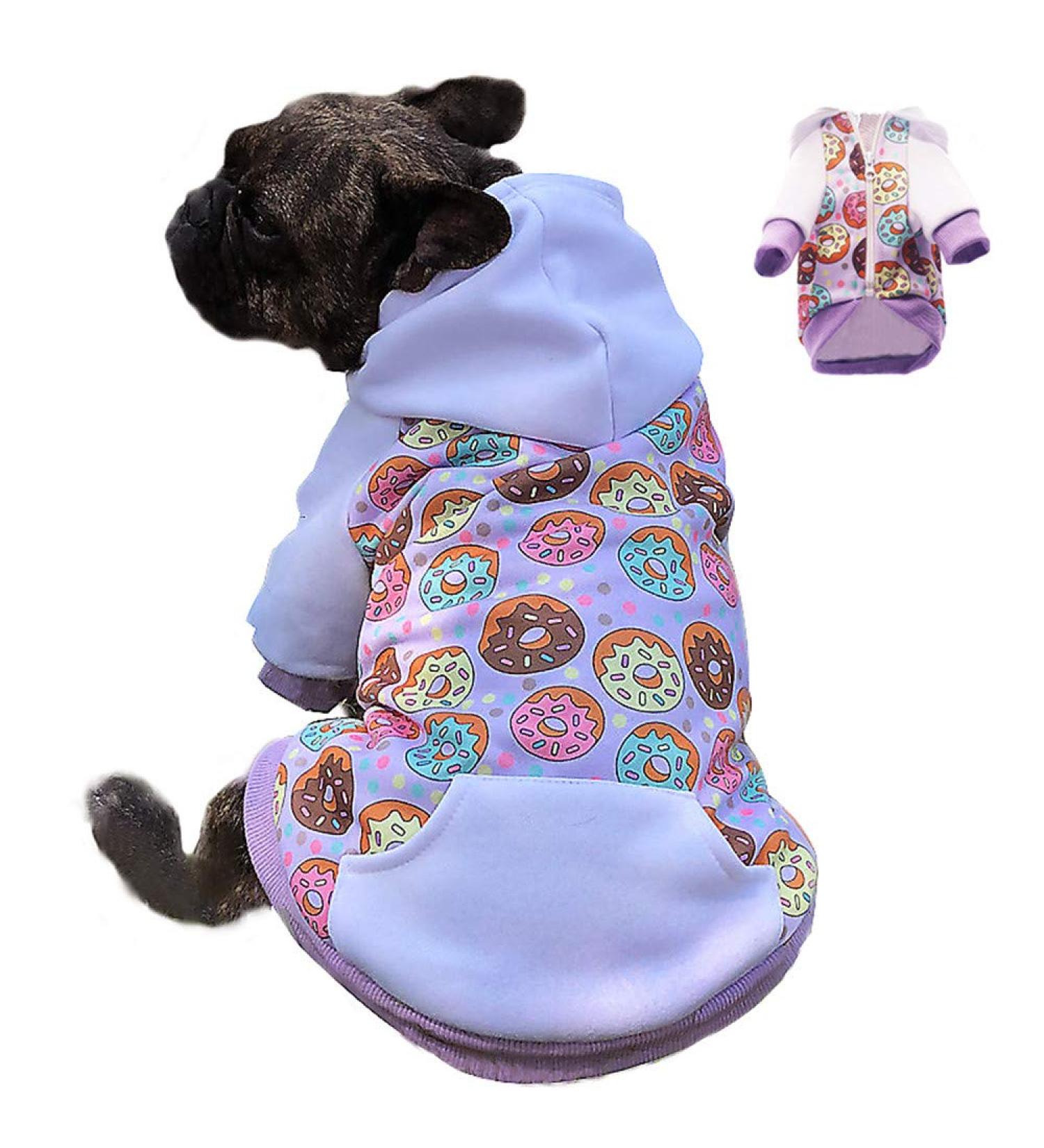 Shop Violet Hooded Sweatshirt for Small & Medium Dogs | Stylish Winter Pet Costume with Bag - Buy Online on GoSupps.com