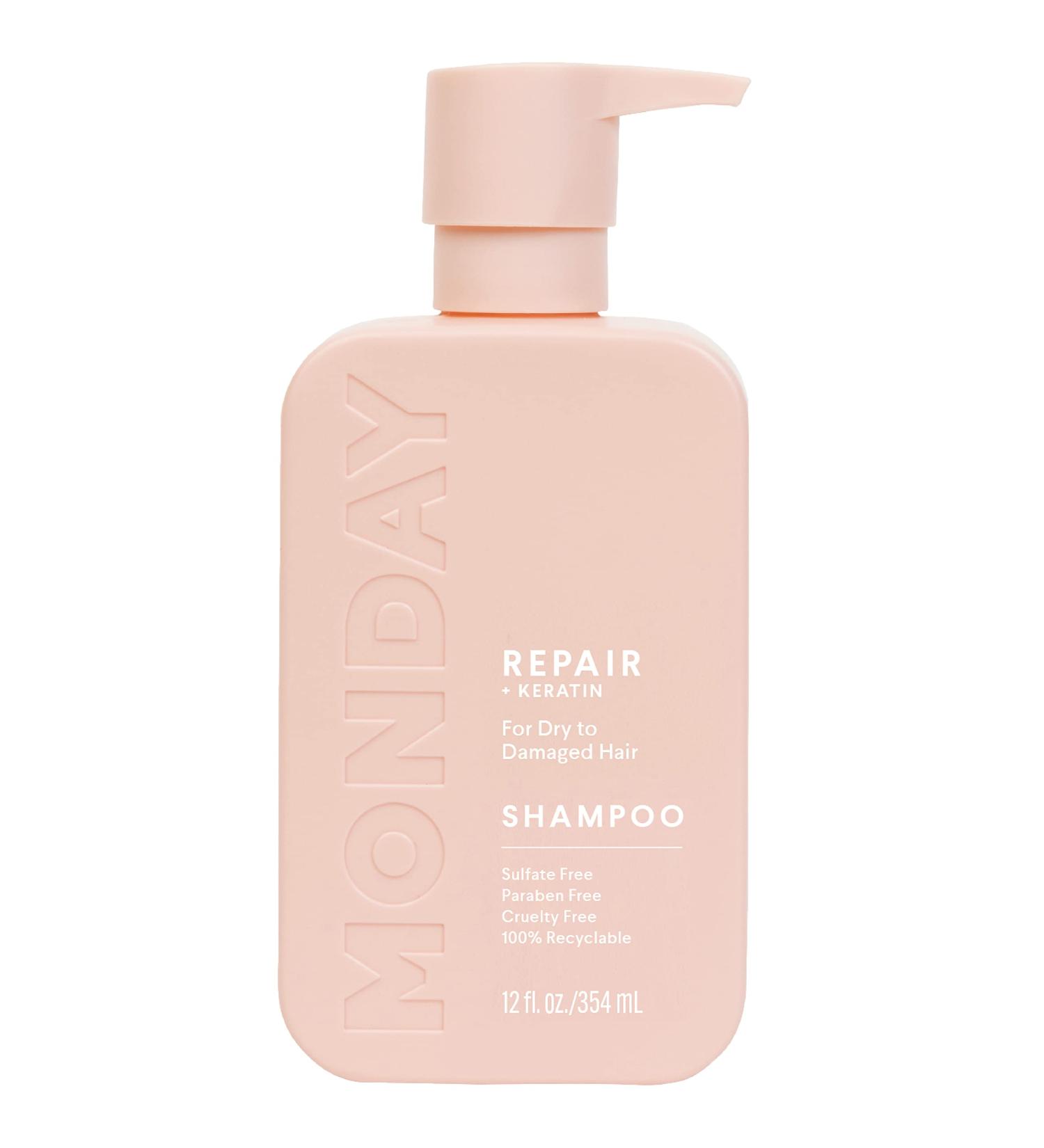 Monday Haircare Repair Shampoo 12oz for Dry to Damaged Hair - Keratin, Coconut Oil, Shea Butter, Vitamin E - 350ml - Buy Online on GoSupps.com