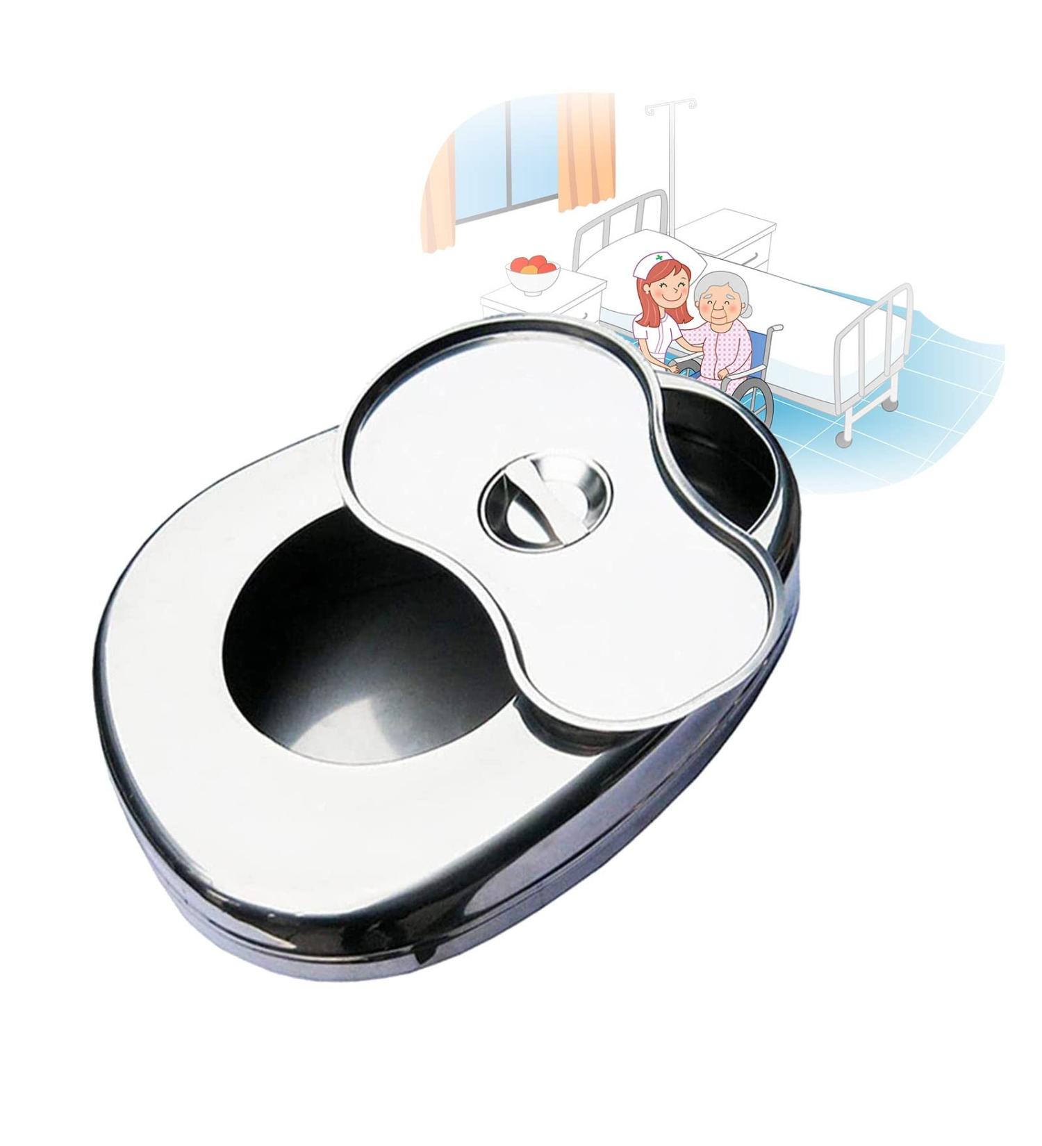 Bedpans with Lid Spill Proof Stainless Steel Bed Pans for Bed Bound Patient Bed Pans for Elderly Females and Male Easy to Wash to Elderly Patient - Buy Online on GoSupps.com
