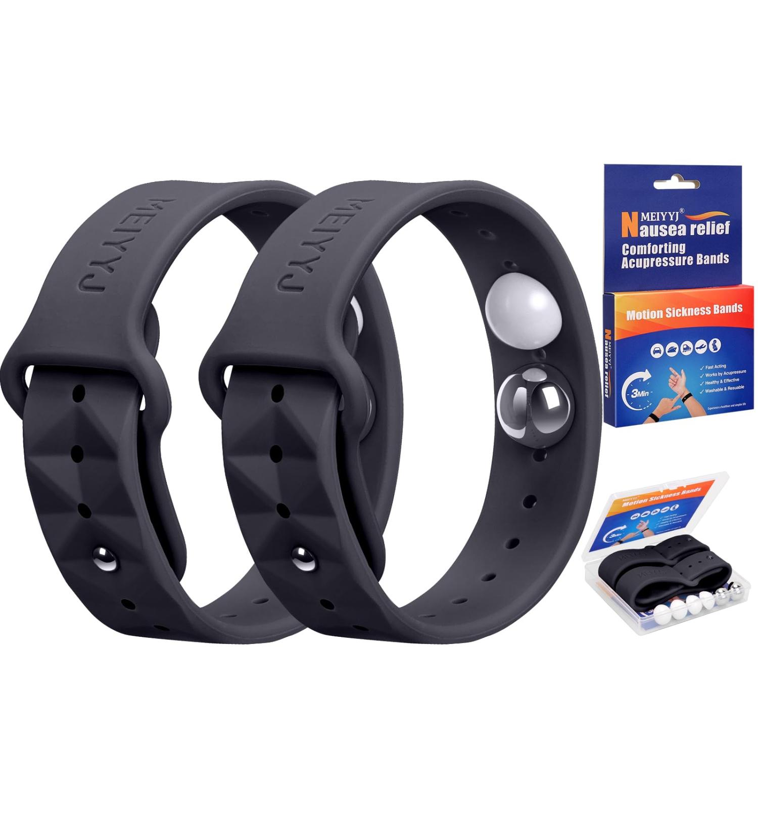 Meiyyj Travel Sickness Tapes for Adults & Children | Adjustable Acupressure Bracelets for Nausea Relief | Natural Black Anti-Motion Sickness Solution - Buy Online on GoSupps.com