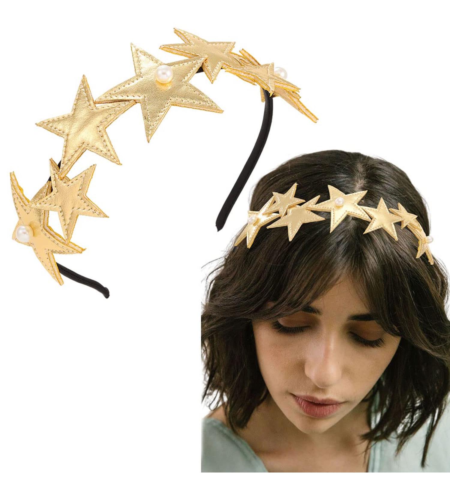 EARENT Gold Star Headband - Pearl Hair Hoop for Women and Girls | Holiday Party Costume Hair Accessory - Buy Online on GoSupps.com