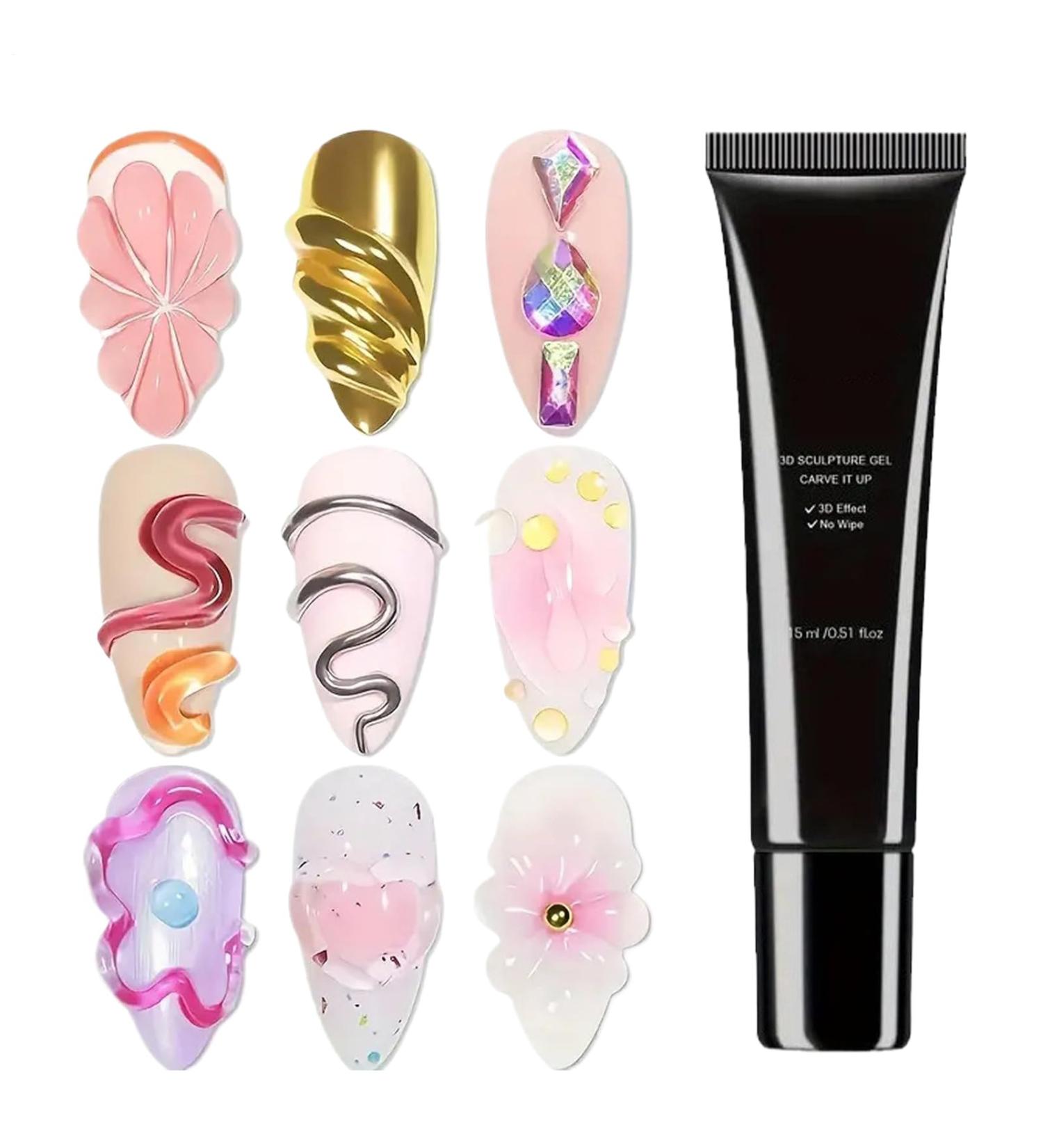  Eventerde Nail Sculpting Gel - 3D Nail Sculpting Gel 15ml | Manicure Decoration Adhesive for Strengthening Bonding for Women Salon Home Beginners Girls - Buy Online on GoSupps.com