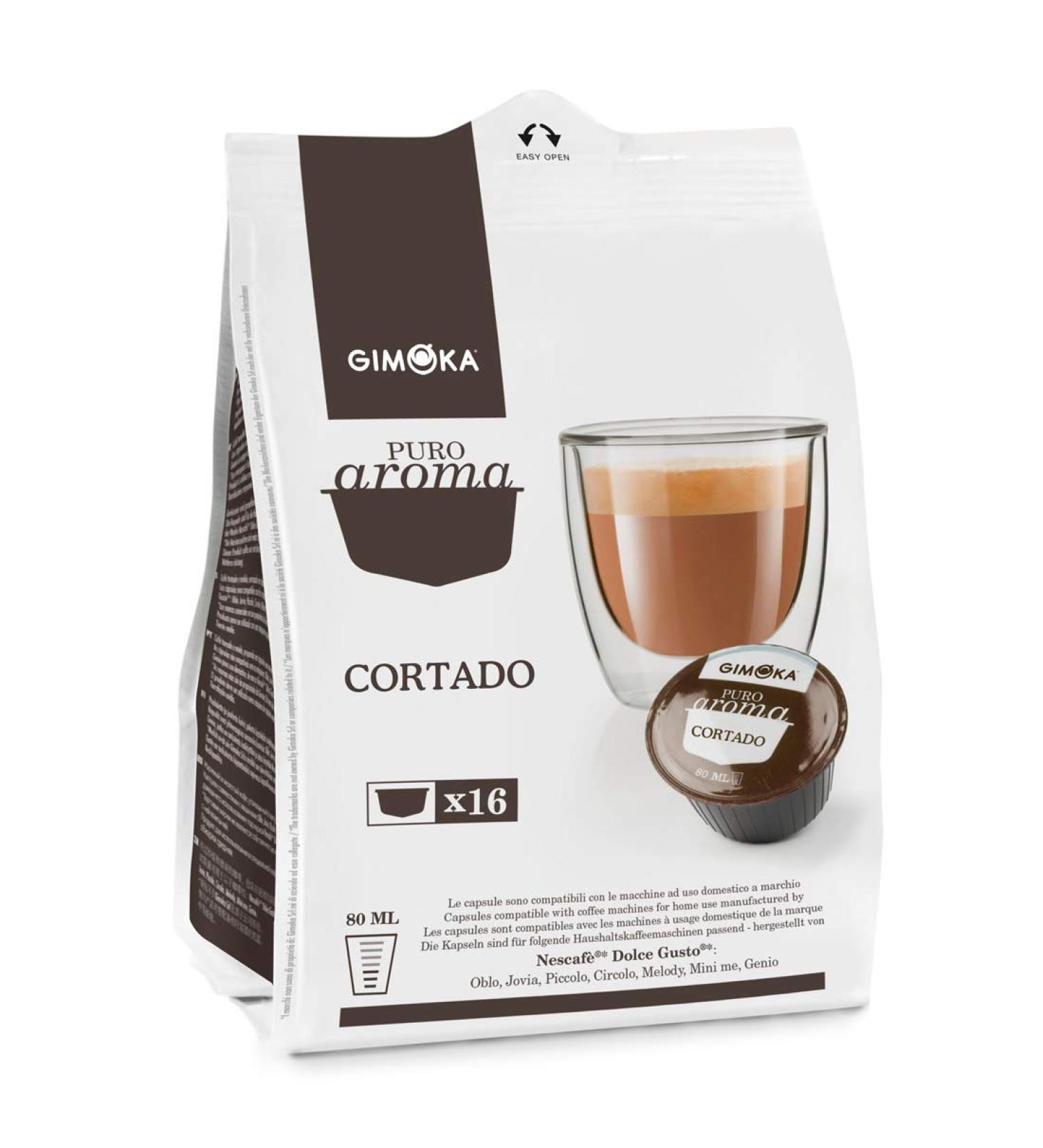 Gimoka Puro gimoka aroma cortado whole milk powder kaffekapsel caf nescaf dolce soluble coffee gusto compatible 16 capsules (brown)