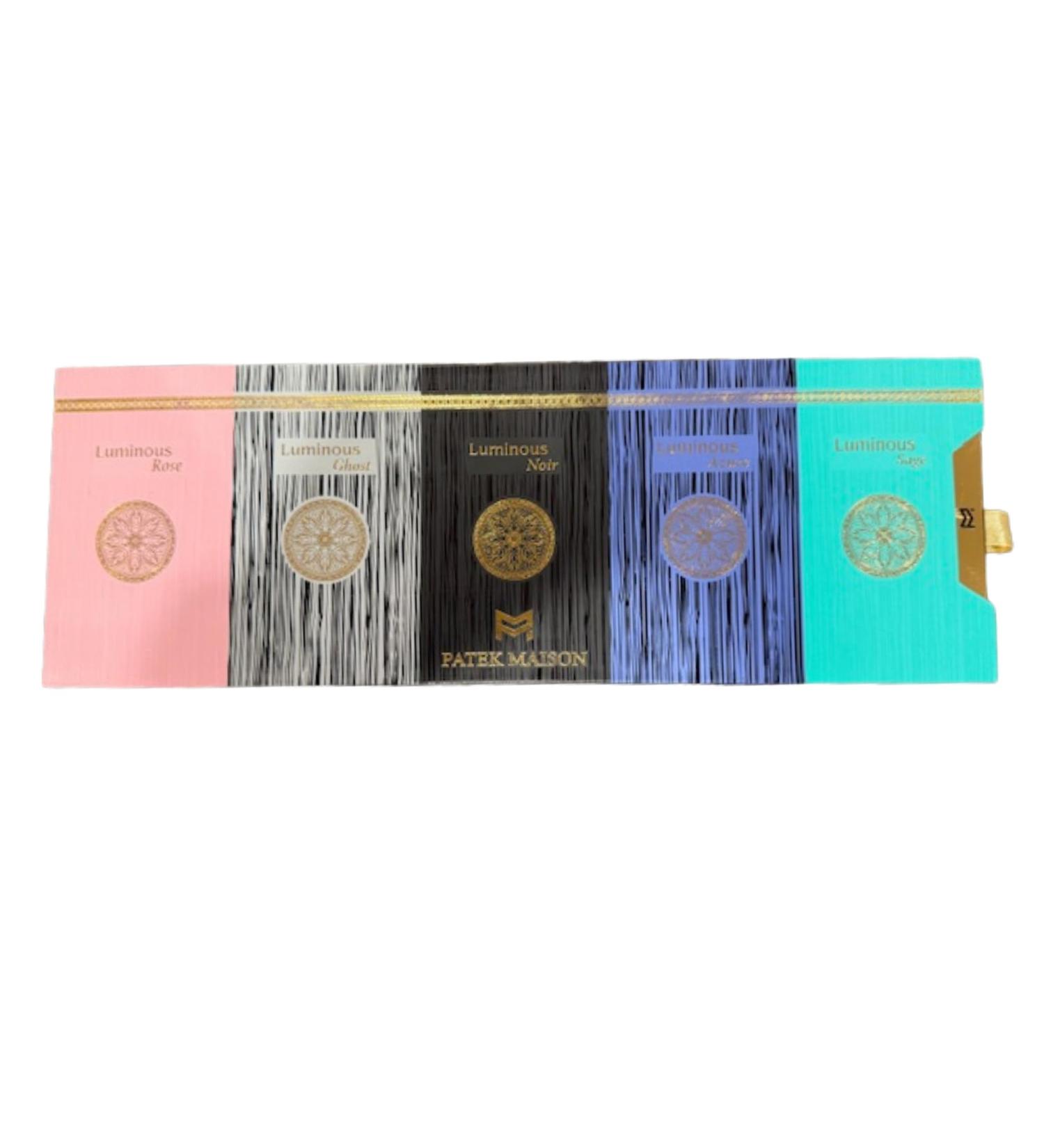 Patek Maison Perfume for Women and Men Luminous Discovery Gift Set Mini Vial Sampler Sprays EDP 0.10 Fl oz Luminous 0.1 Fl Oz (Pack of 5)