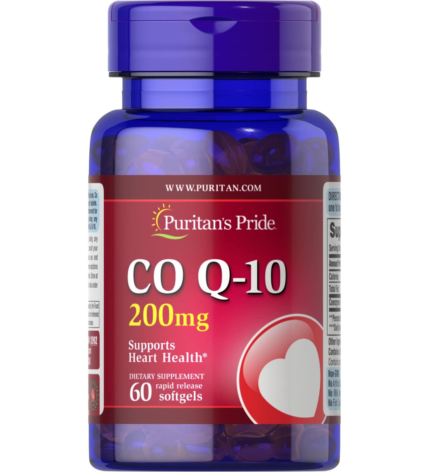 Puritan's Pride Q-Sorb CoQ10 200 mg - 60 Softgels | Premium Heart Health Supplement - Ships Worldwide - Buy Online on GoSupps.com